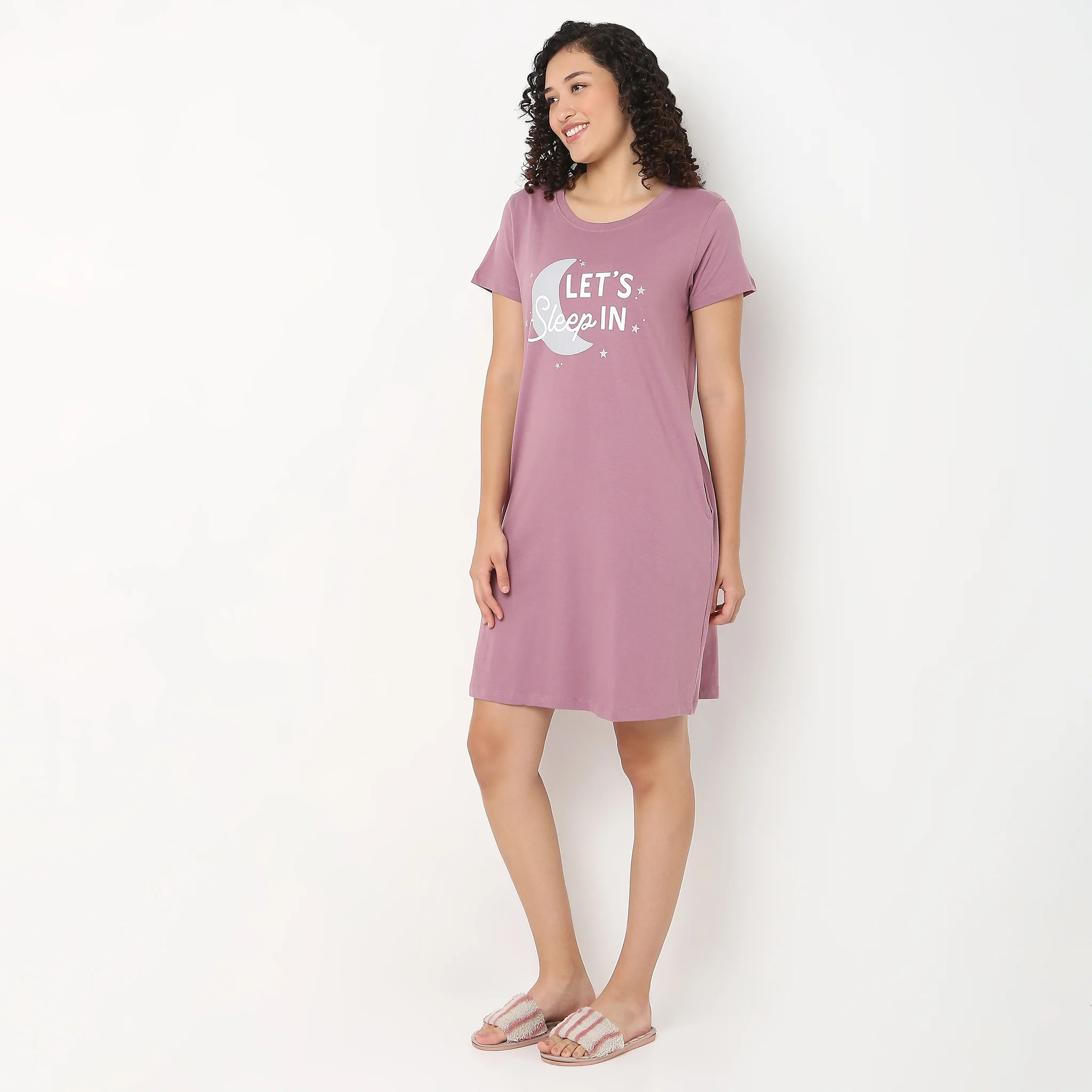 Printed Cotton Short Night Gown - Image 5