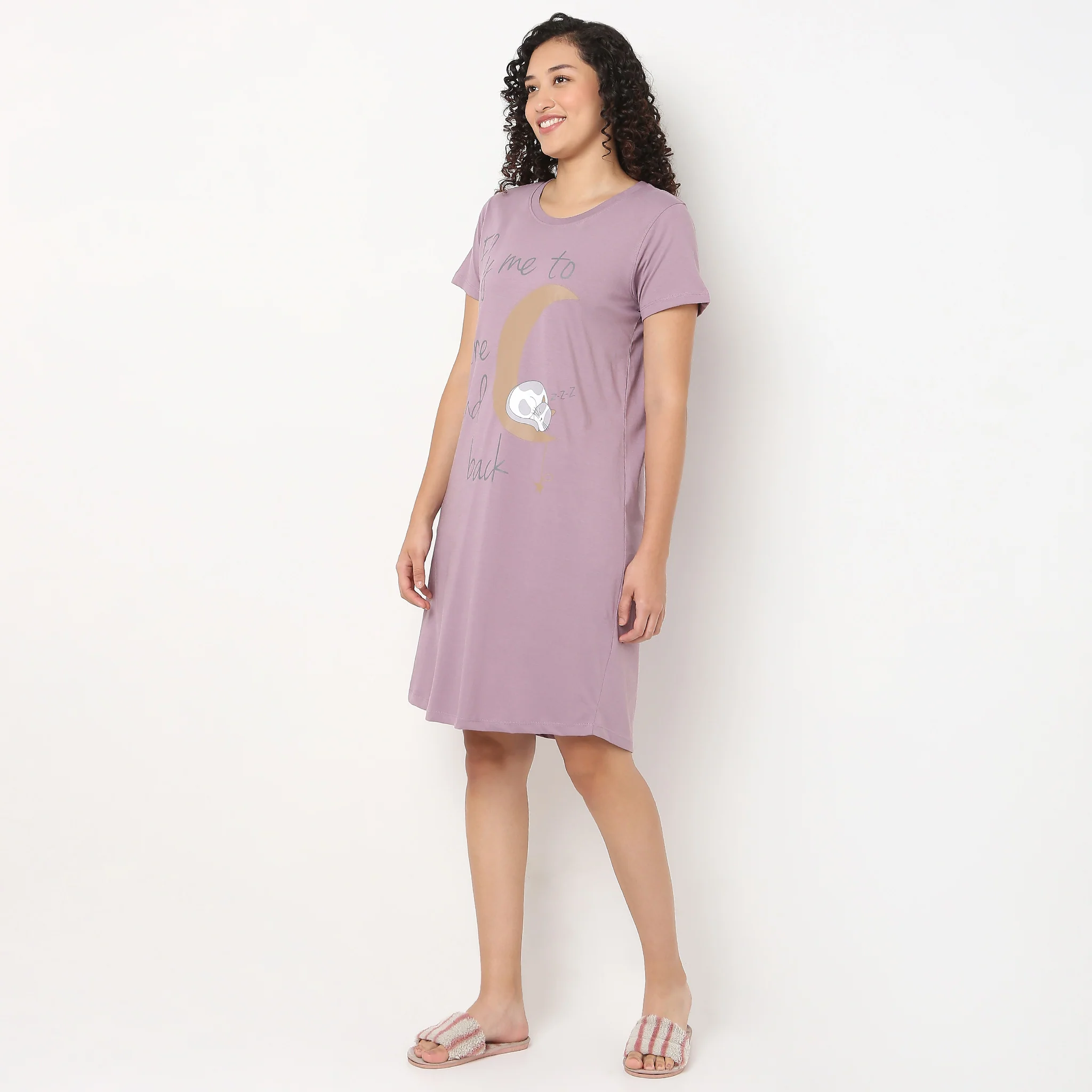 Printed Cotton Short Night Gown - Image 5