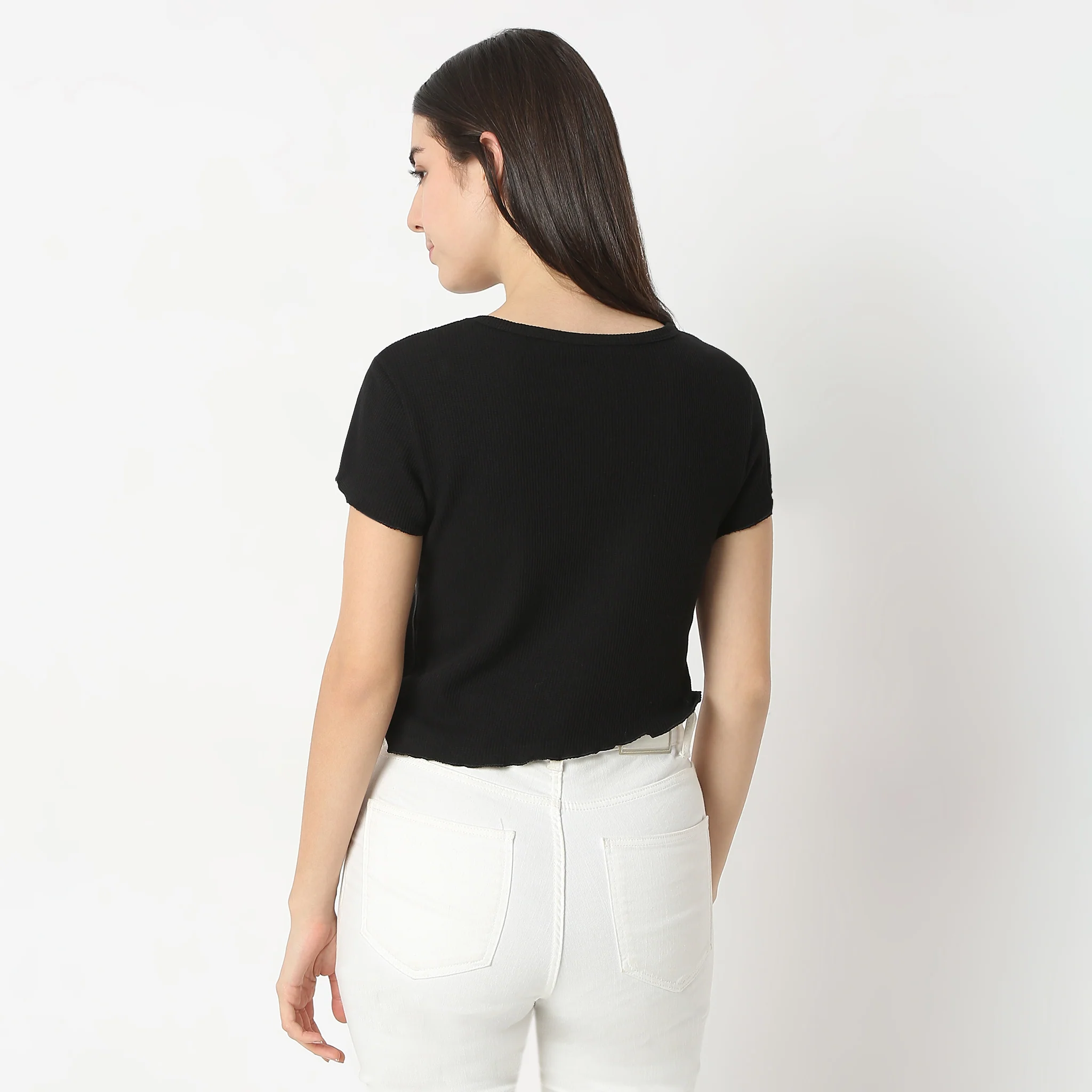 Printed Short Sleeve Fitted With Front Print T-Shirt - Image 8