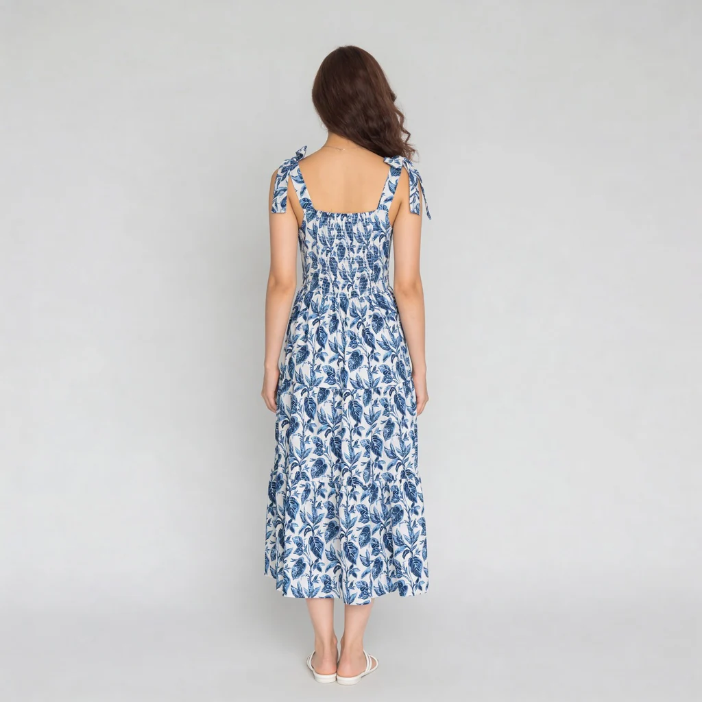 Printed Shoulder Strappy Flared Dress - Image 3
