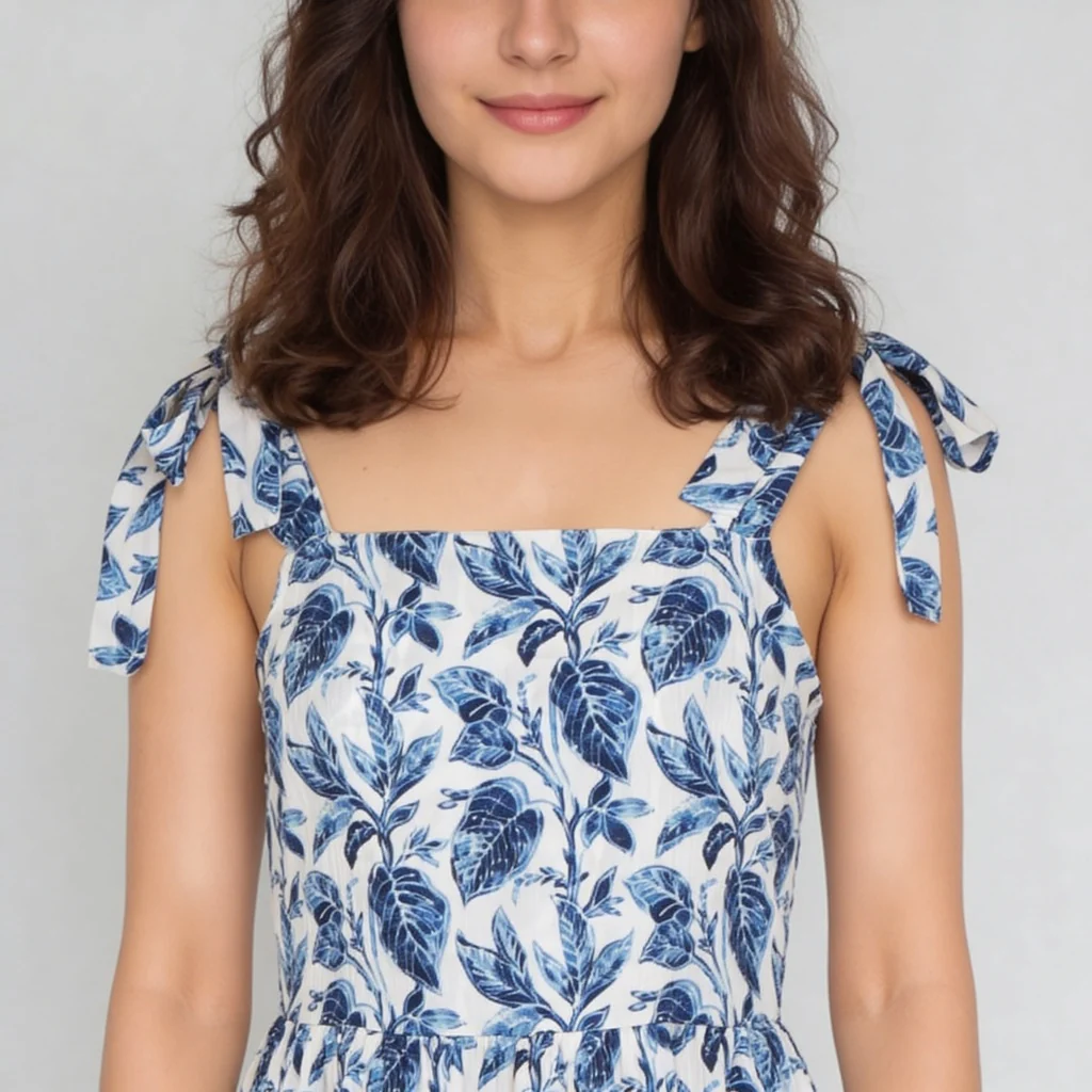 Printed Shoulder Strappy Flared Dress - Image 4