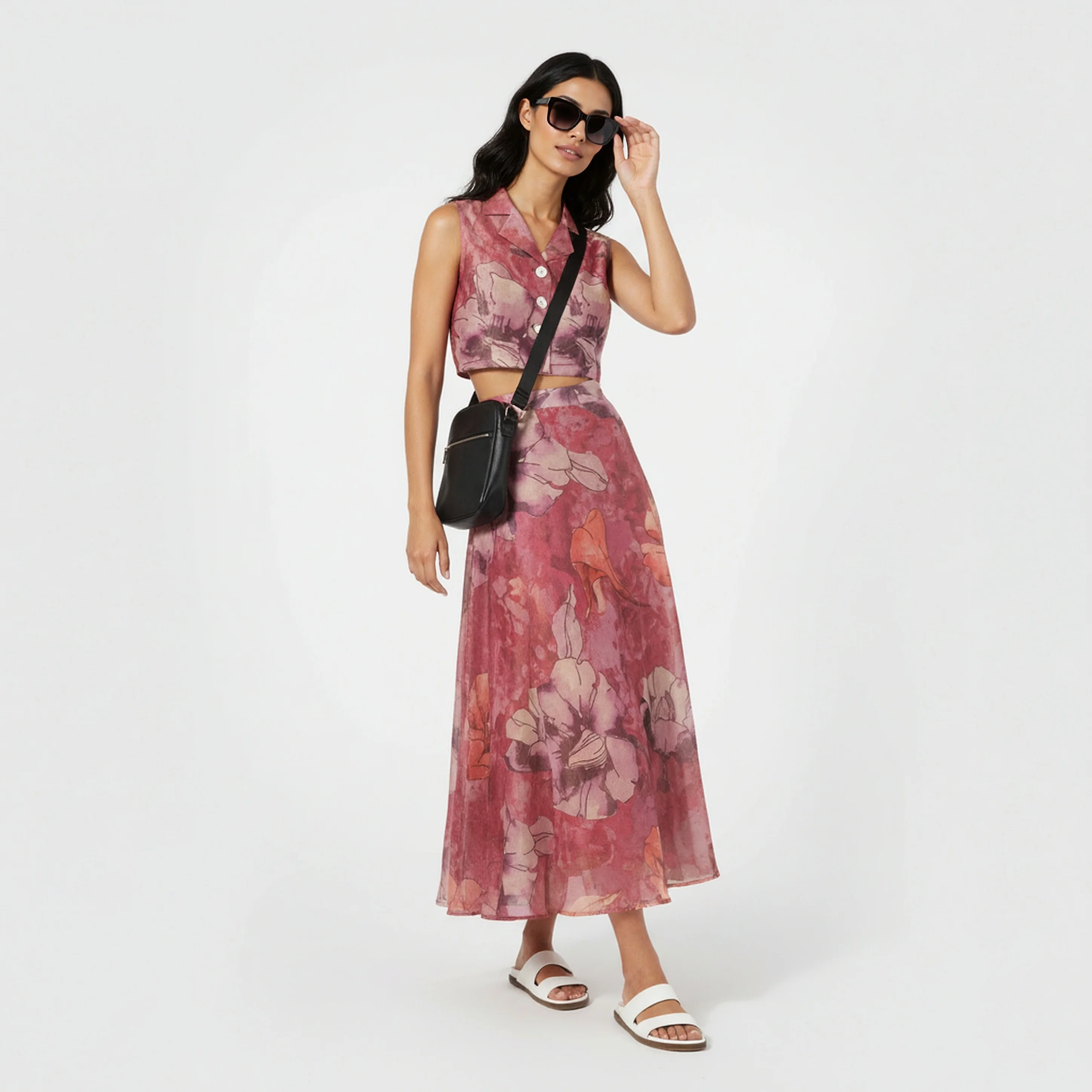 Printed Sleeveless Crop Top - Image 2