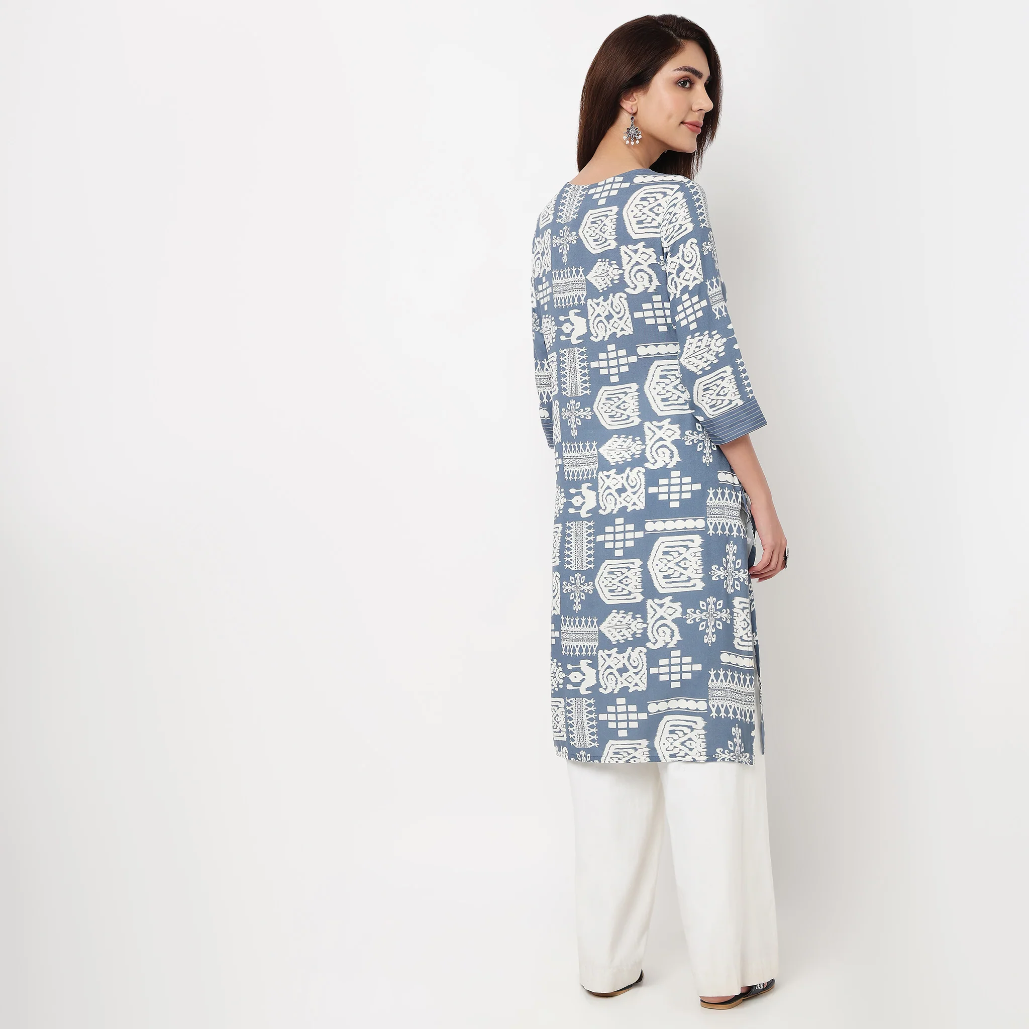 Printed Slit Long Kurta - Image 3