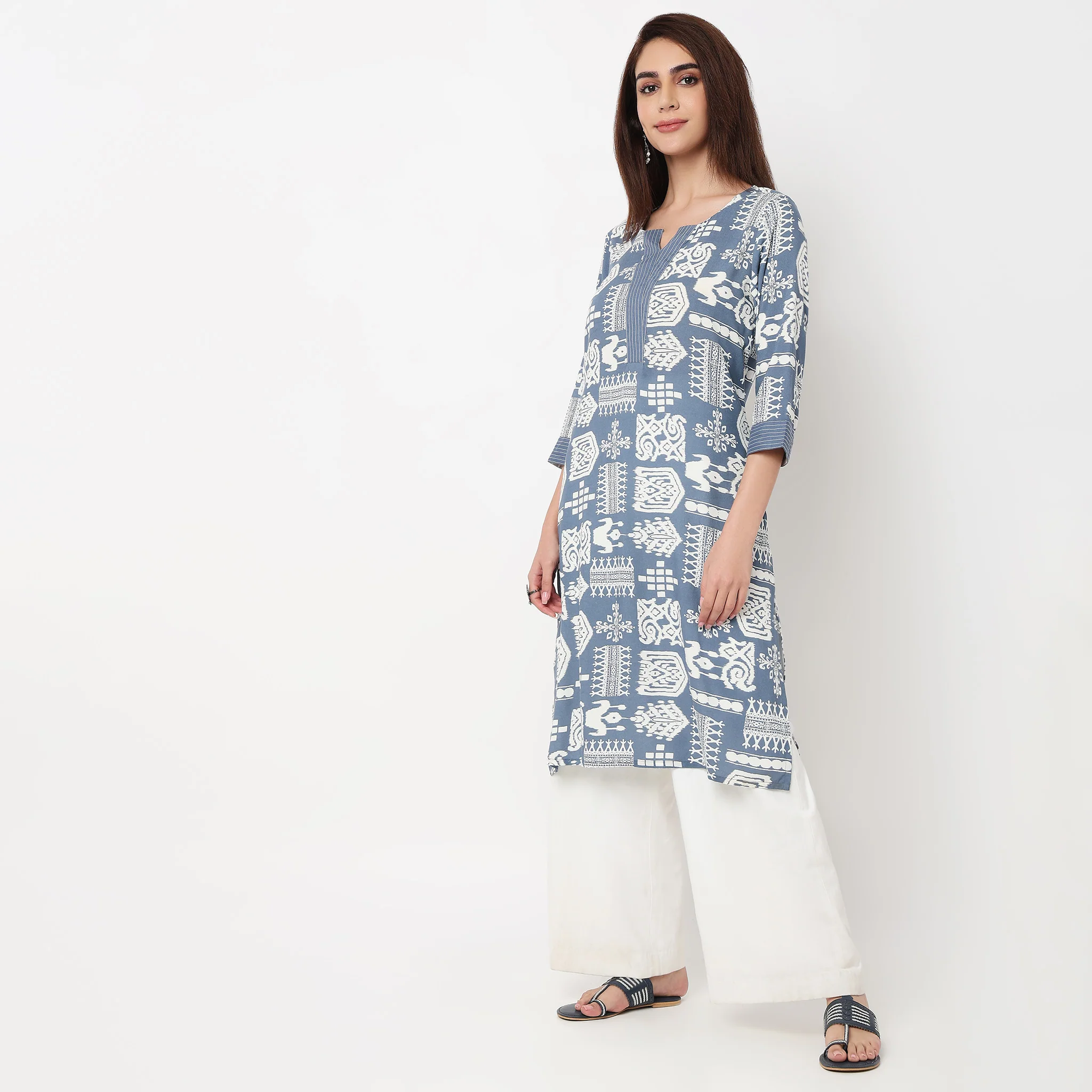 Printed Slit Long Kurta - Image 5