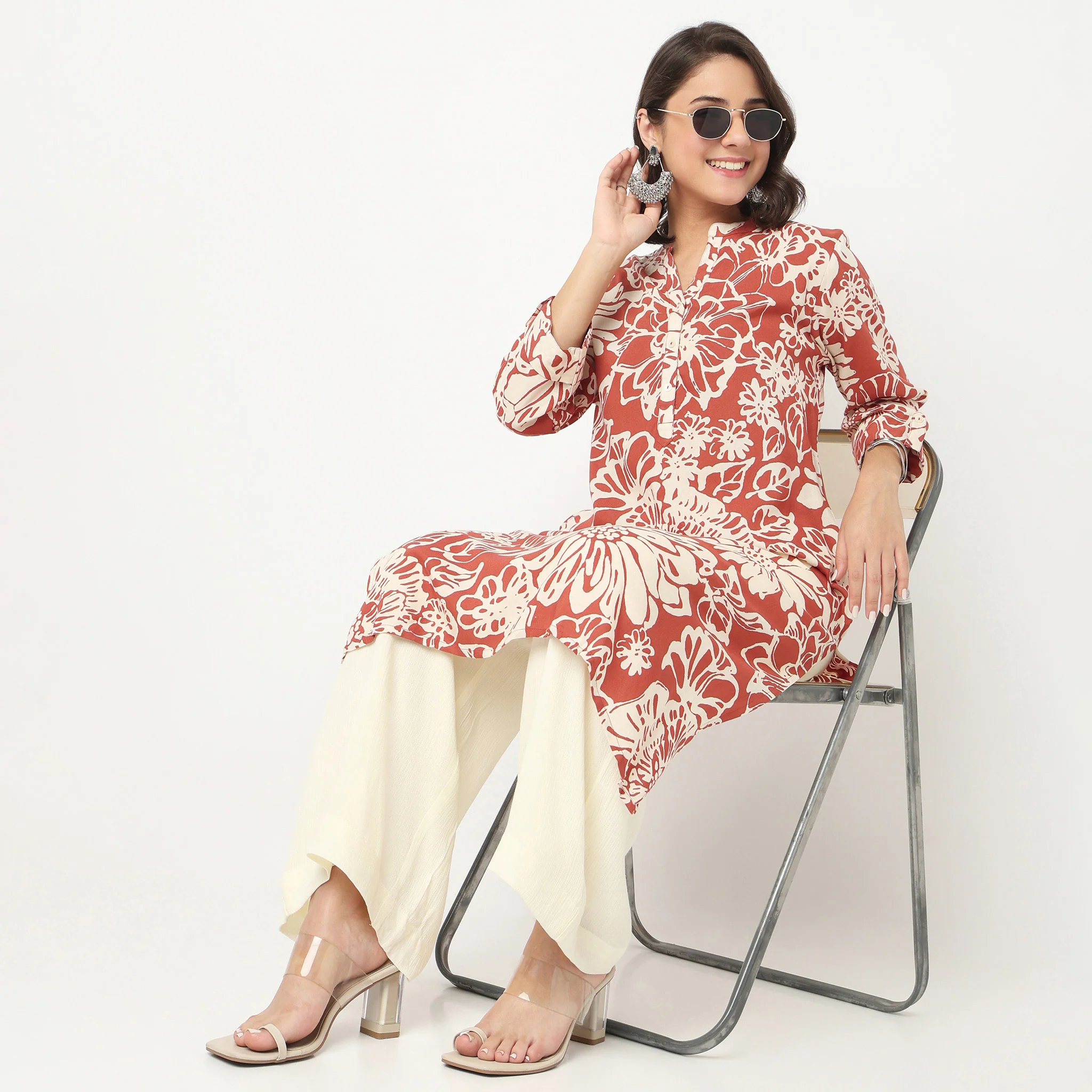 Printed Slit Long Kurta