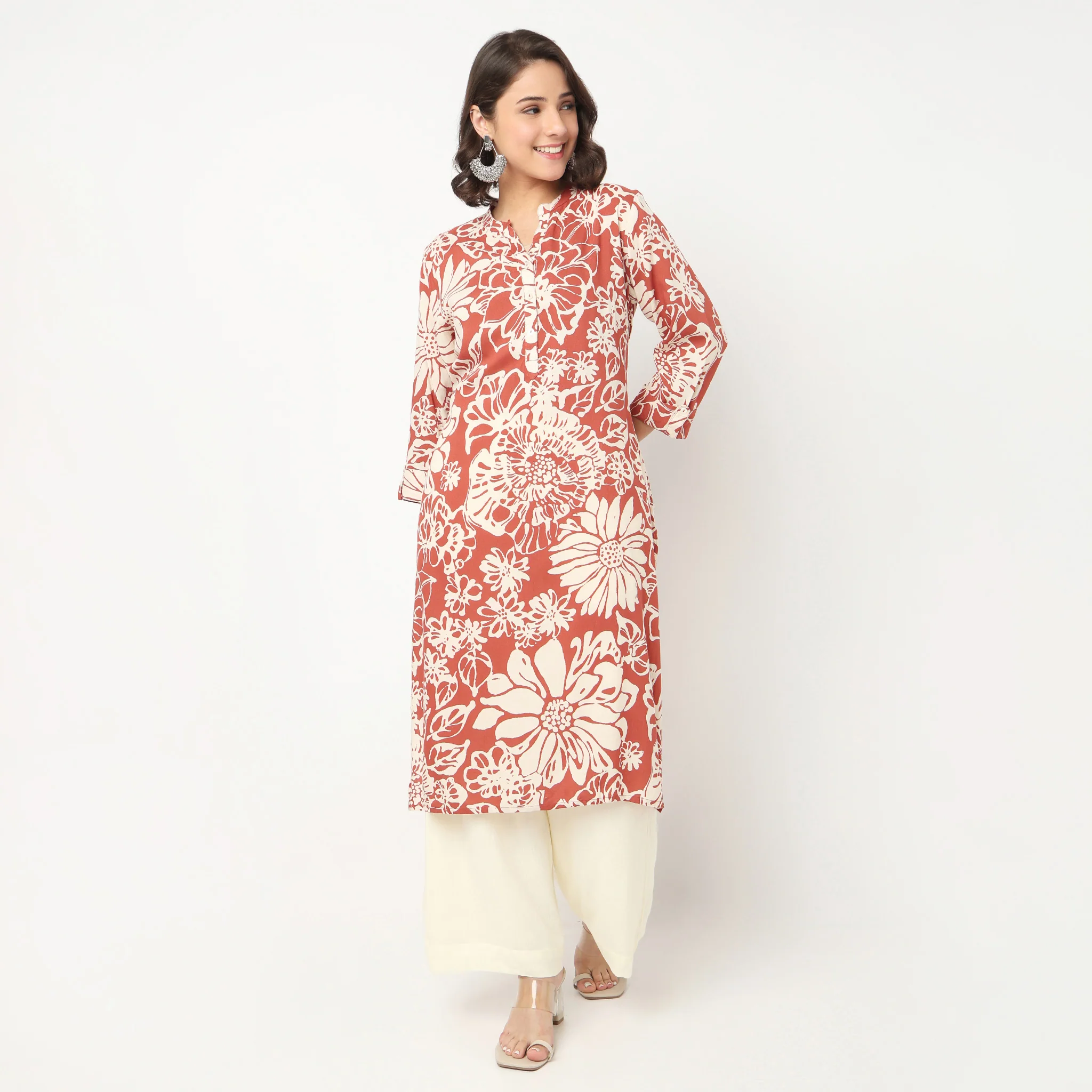Printed Slit Long Kurta - Image 2
