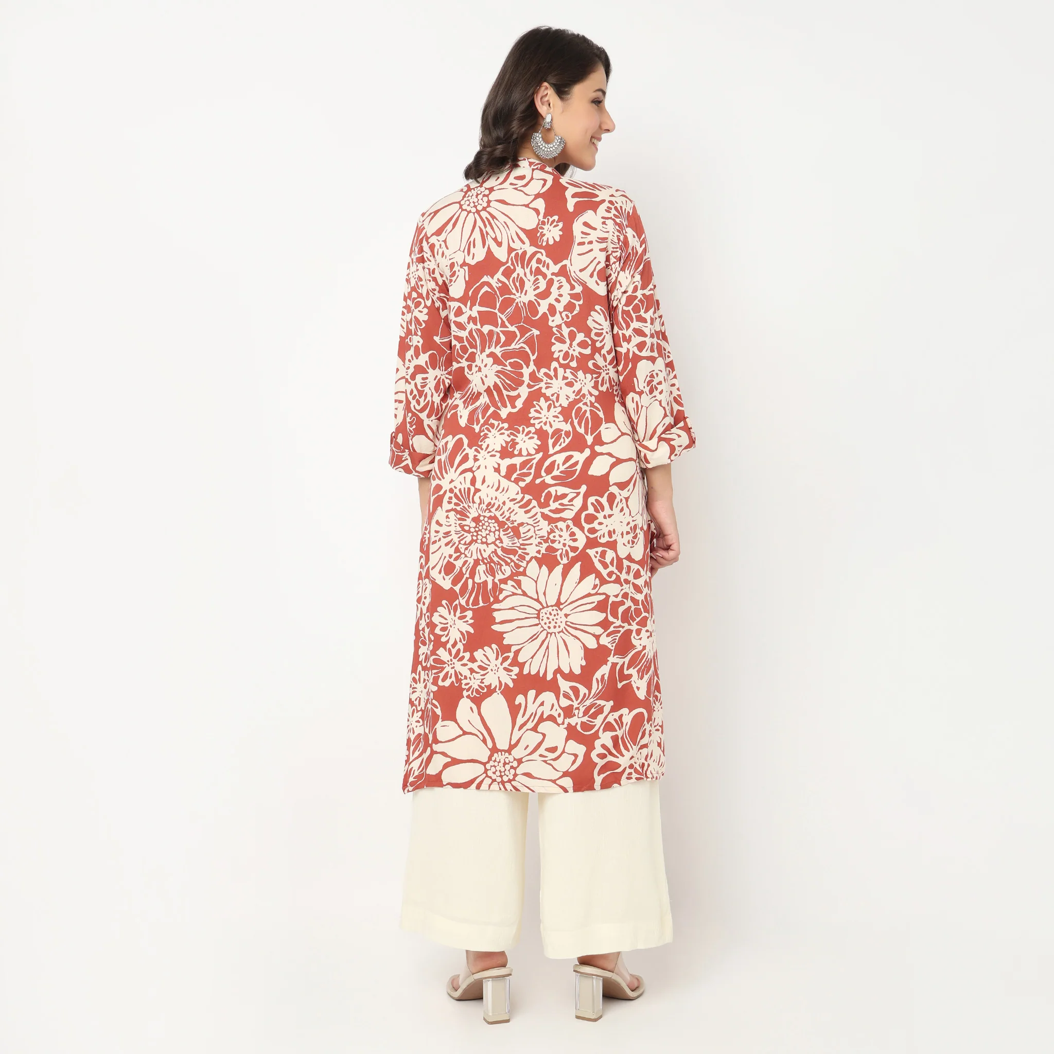 Printed Slit Long Kurta - Image 3