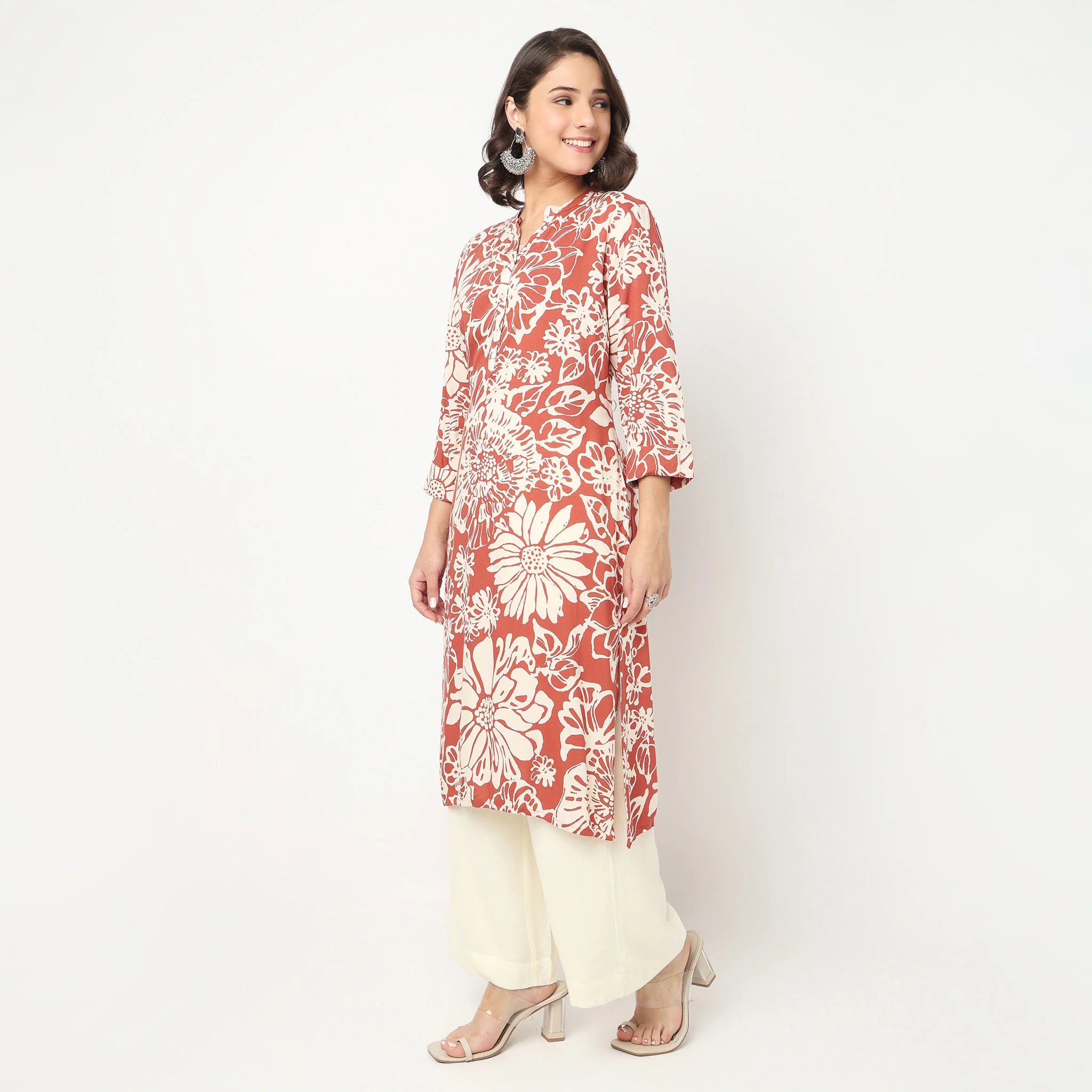 Printed Slit Long Kurta - Image 5