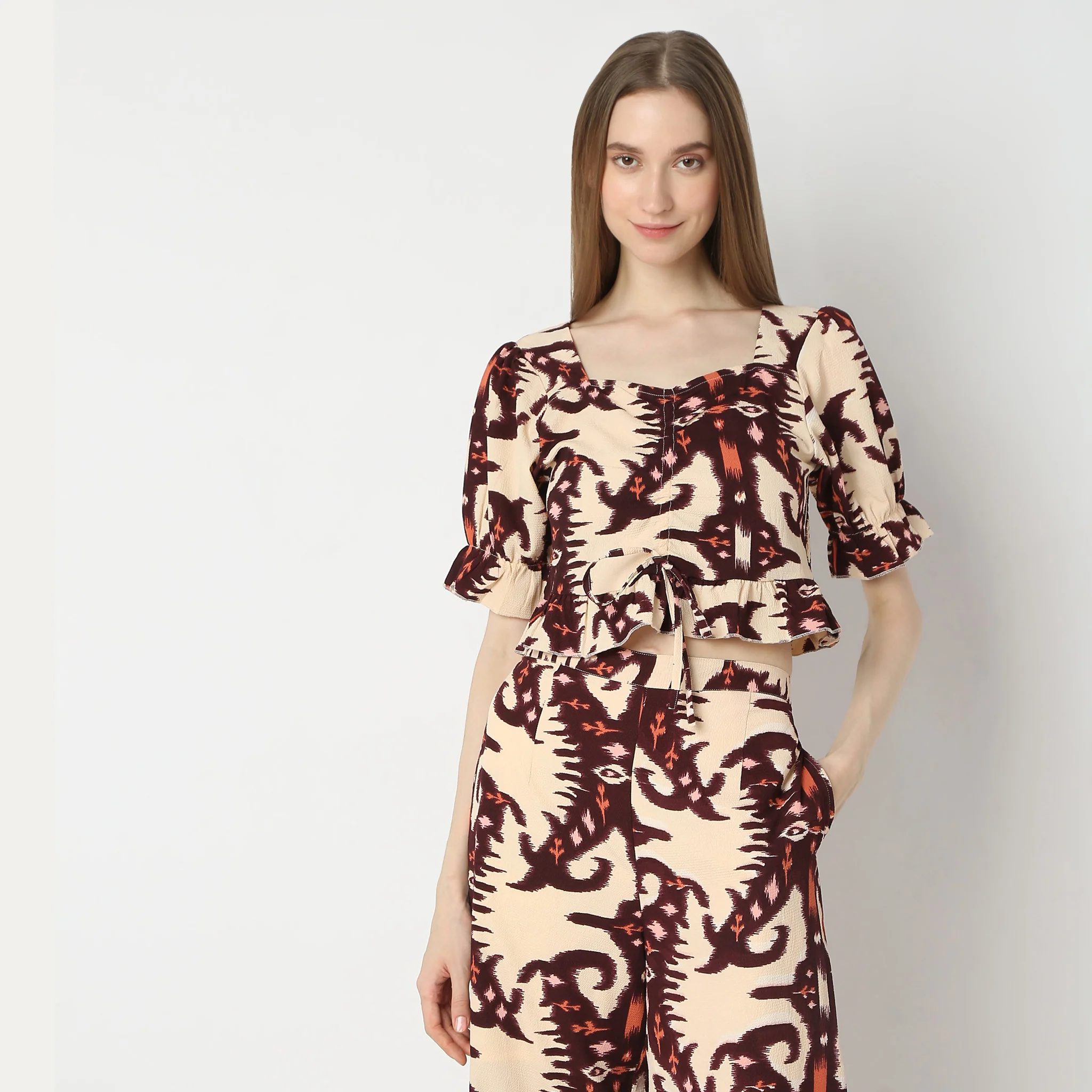 Printed Square Neck A-Line Top - Image 2