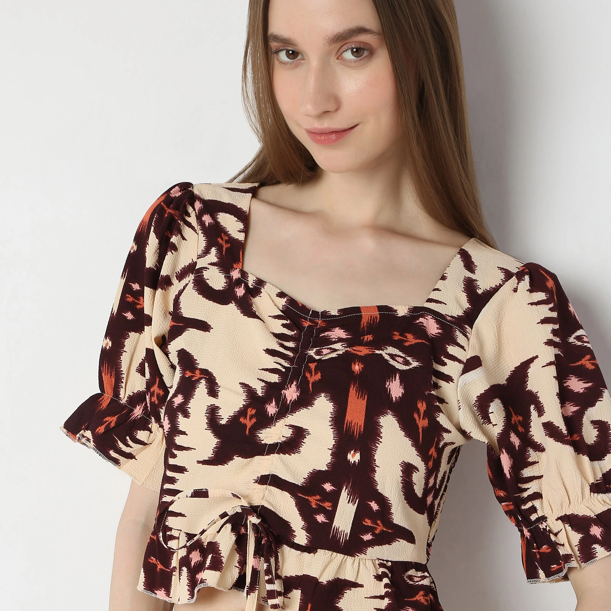 Printed Square Neck A-Line Top - Image 4
