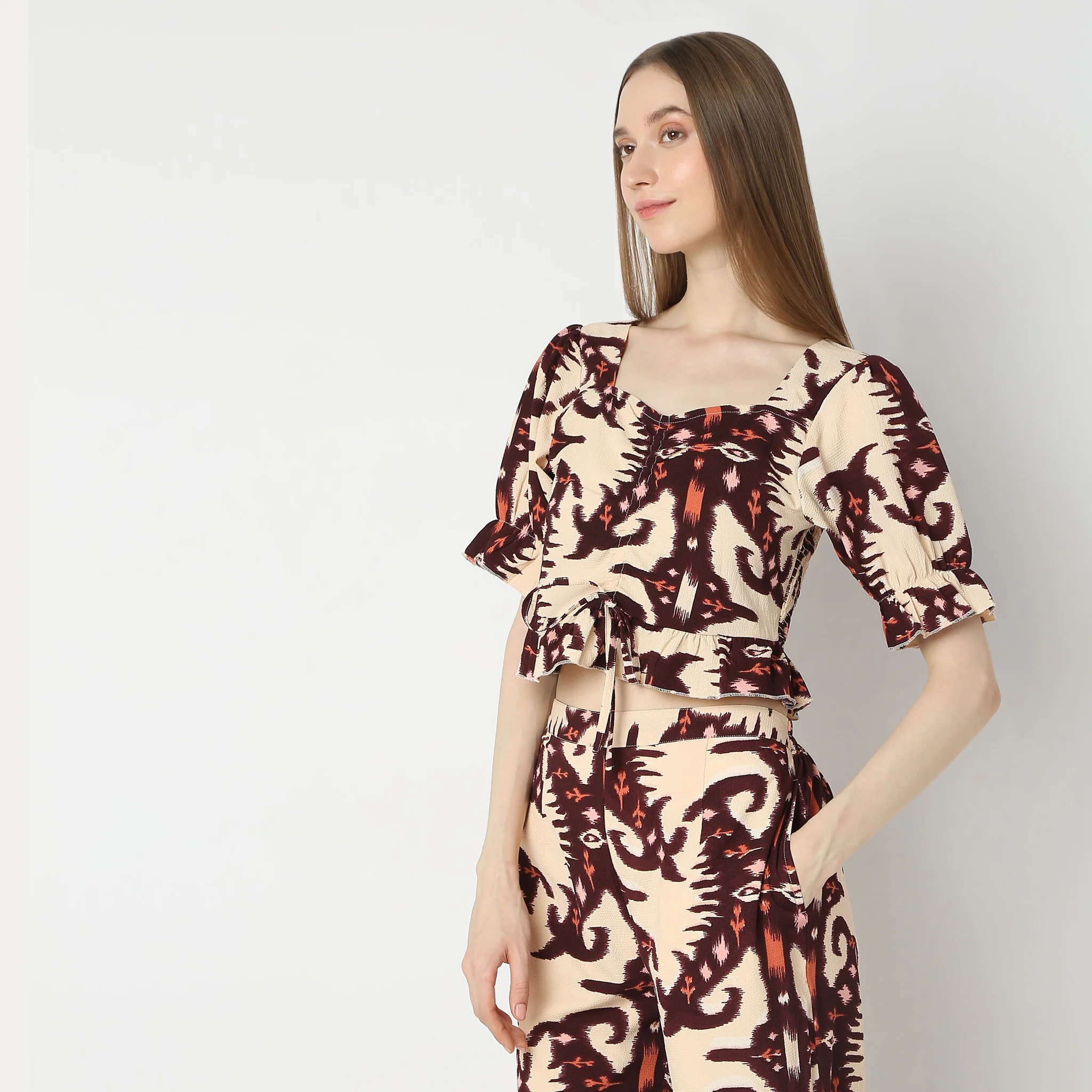 Printed Square Neck A-Line Top - Image 5