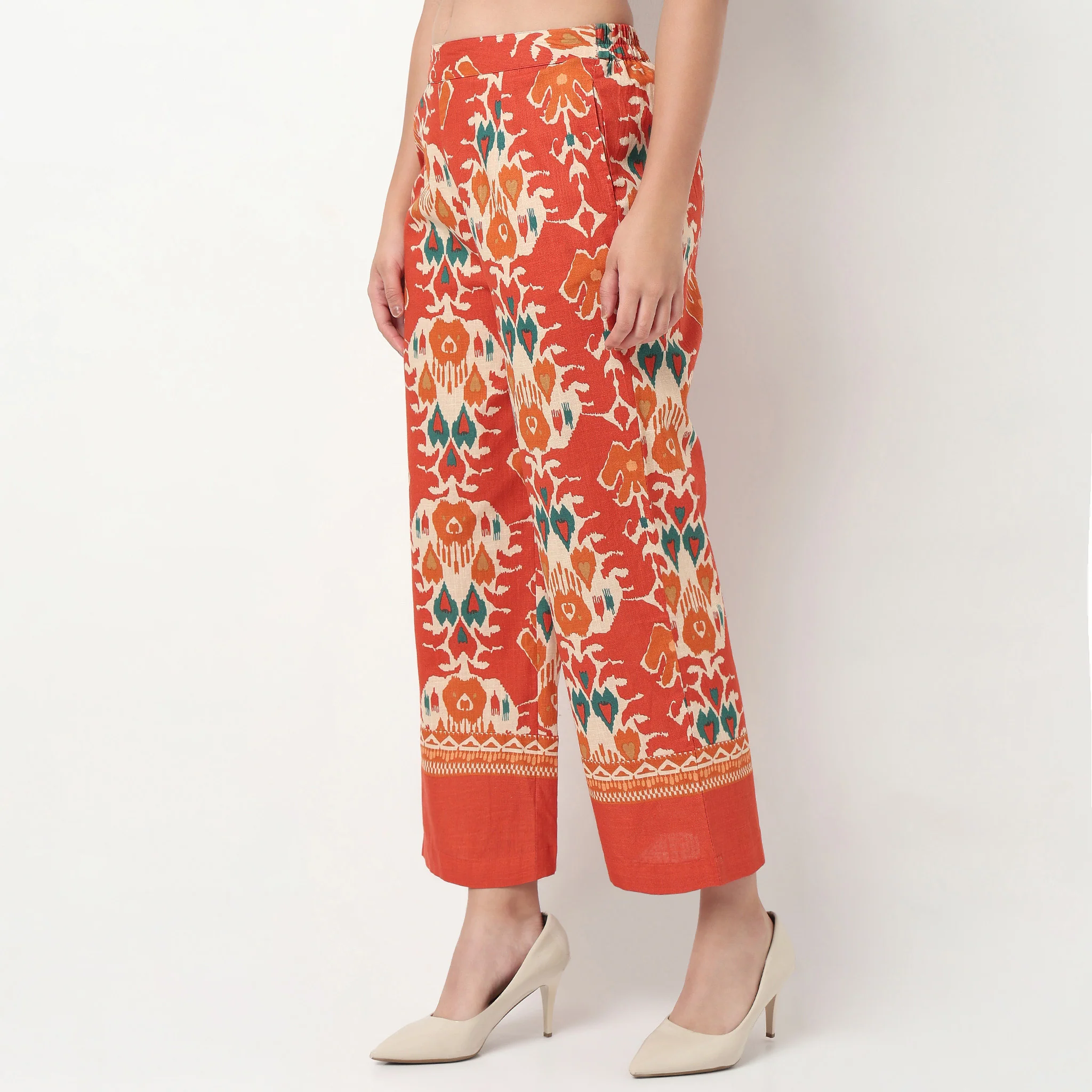 Printed Straight Fit High Rise Pants - Image 5