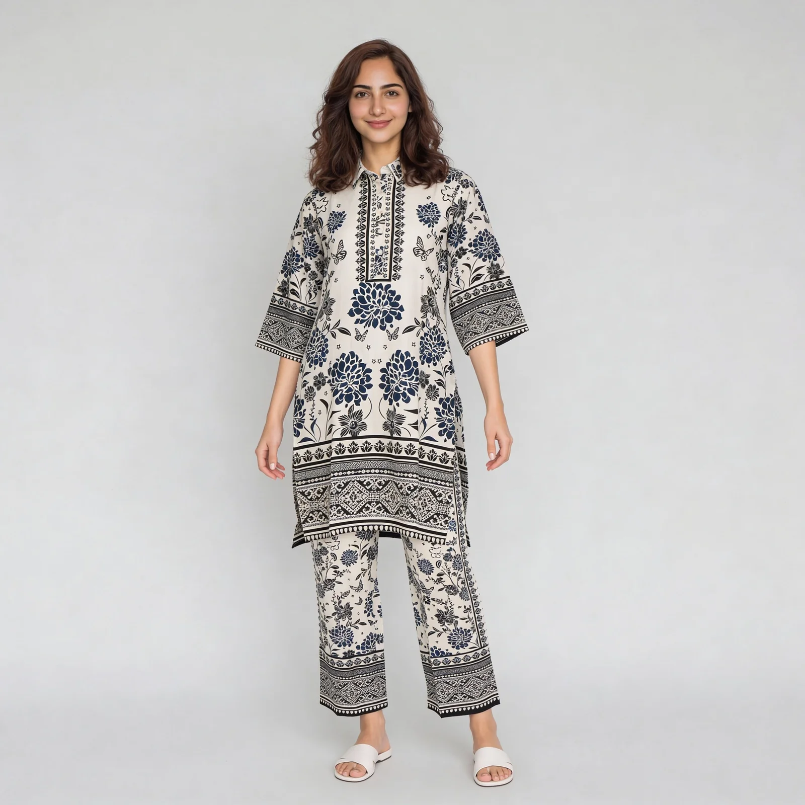 Printed Straight Kurta with Pant Set - Image 2