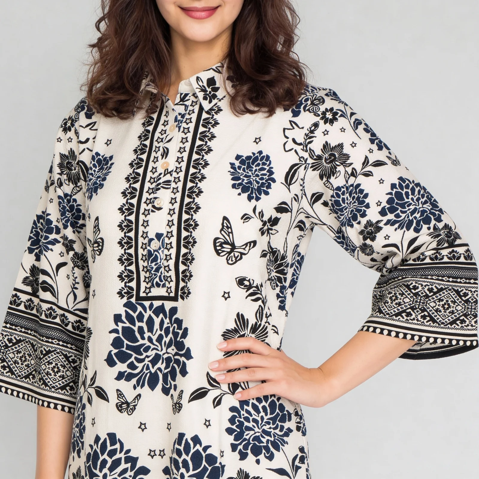 Printed Straight Kurta with Pant Set - Image 4