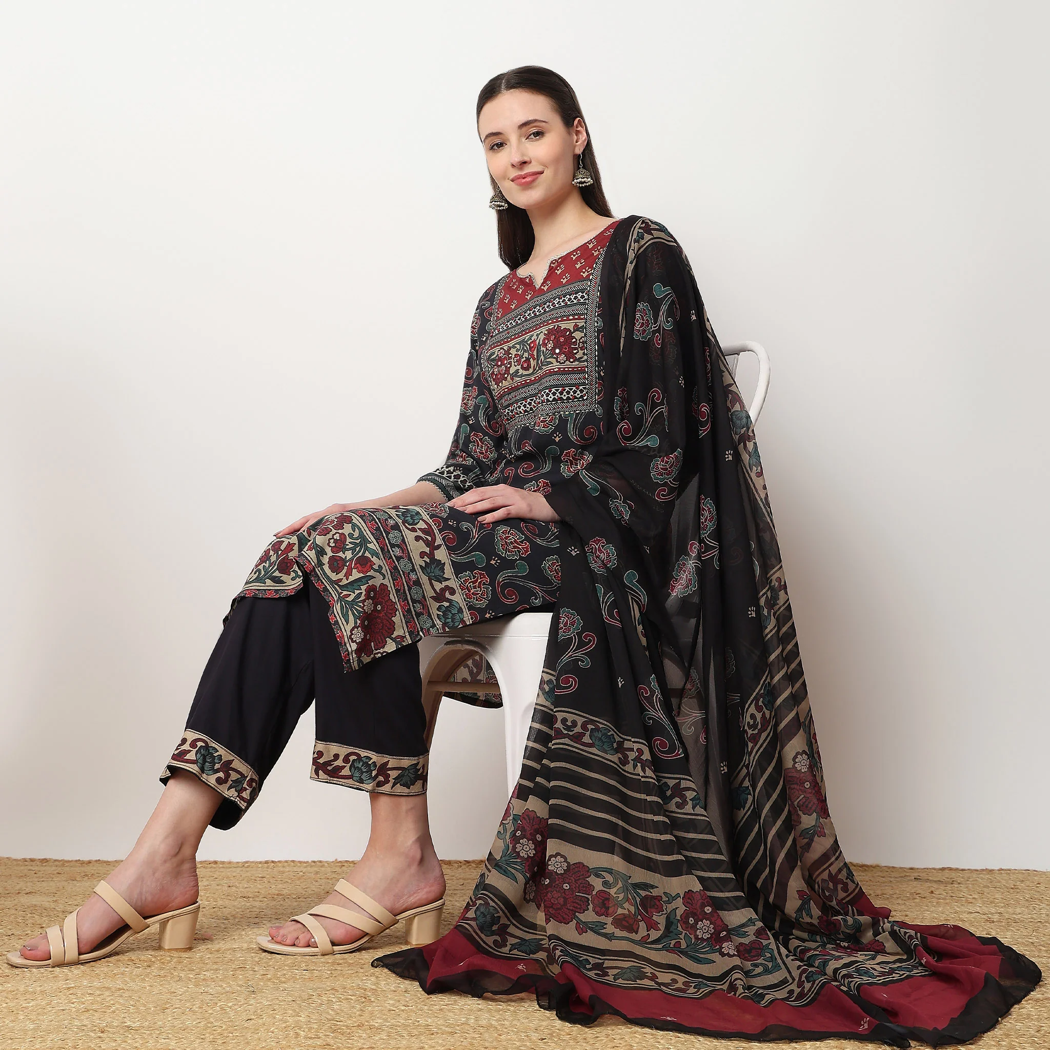 Printed Straight Kurta with Pant Set