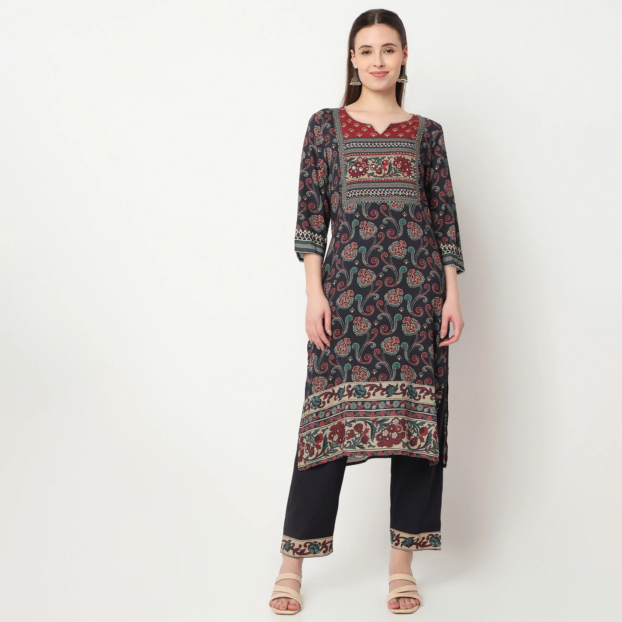 Printed Straight Kurta with Pant Set - Image 2