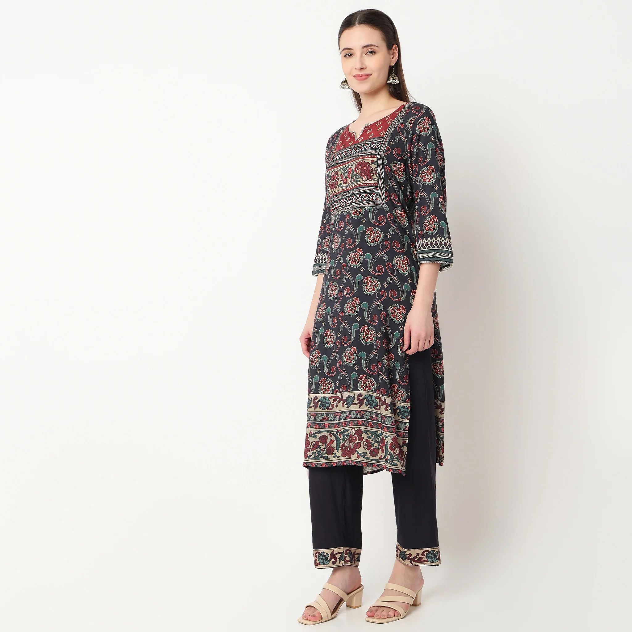 Printed Straight Kurta with Pant Set - Image 5
