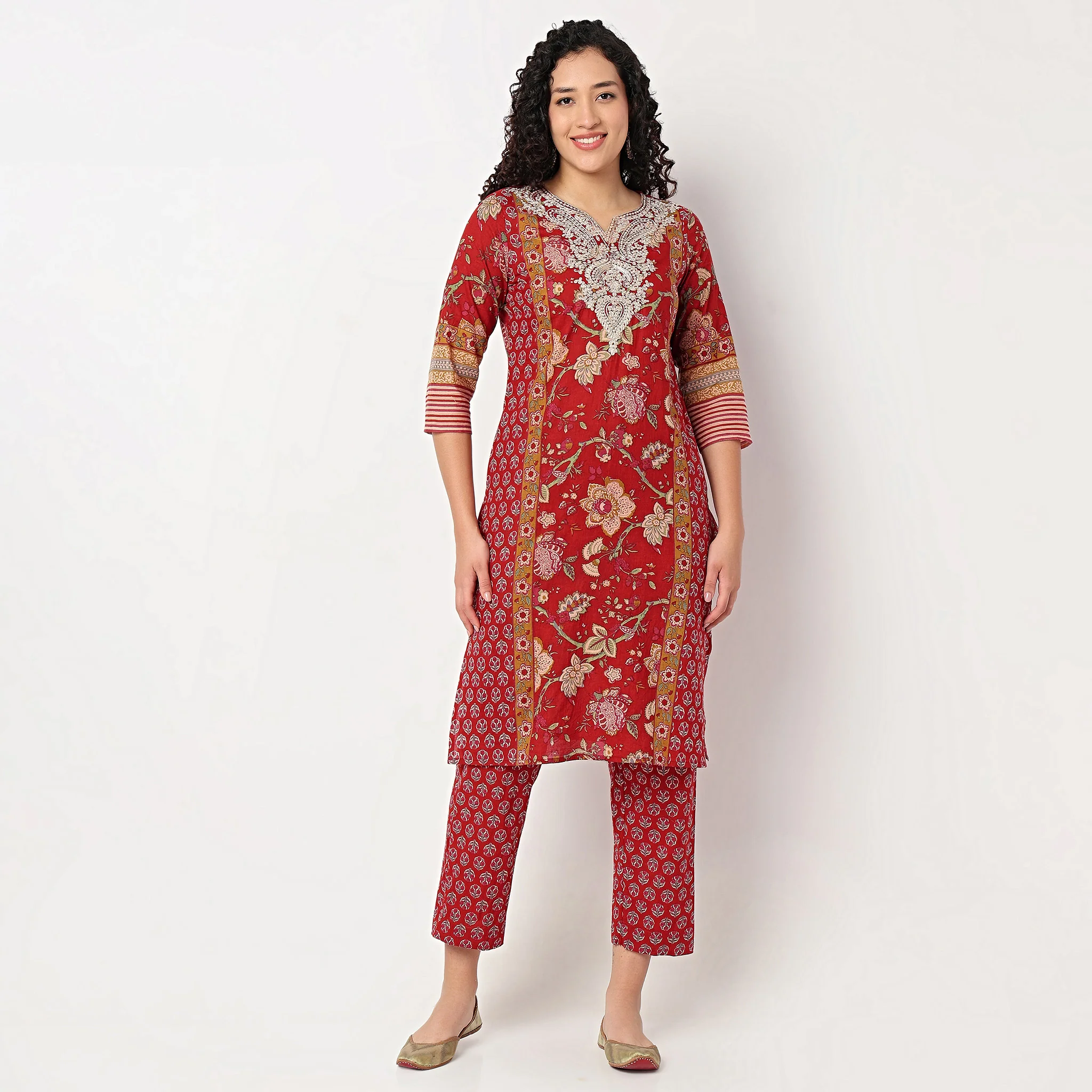Printed Straight Kurta with Pant Set - Image 2