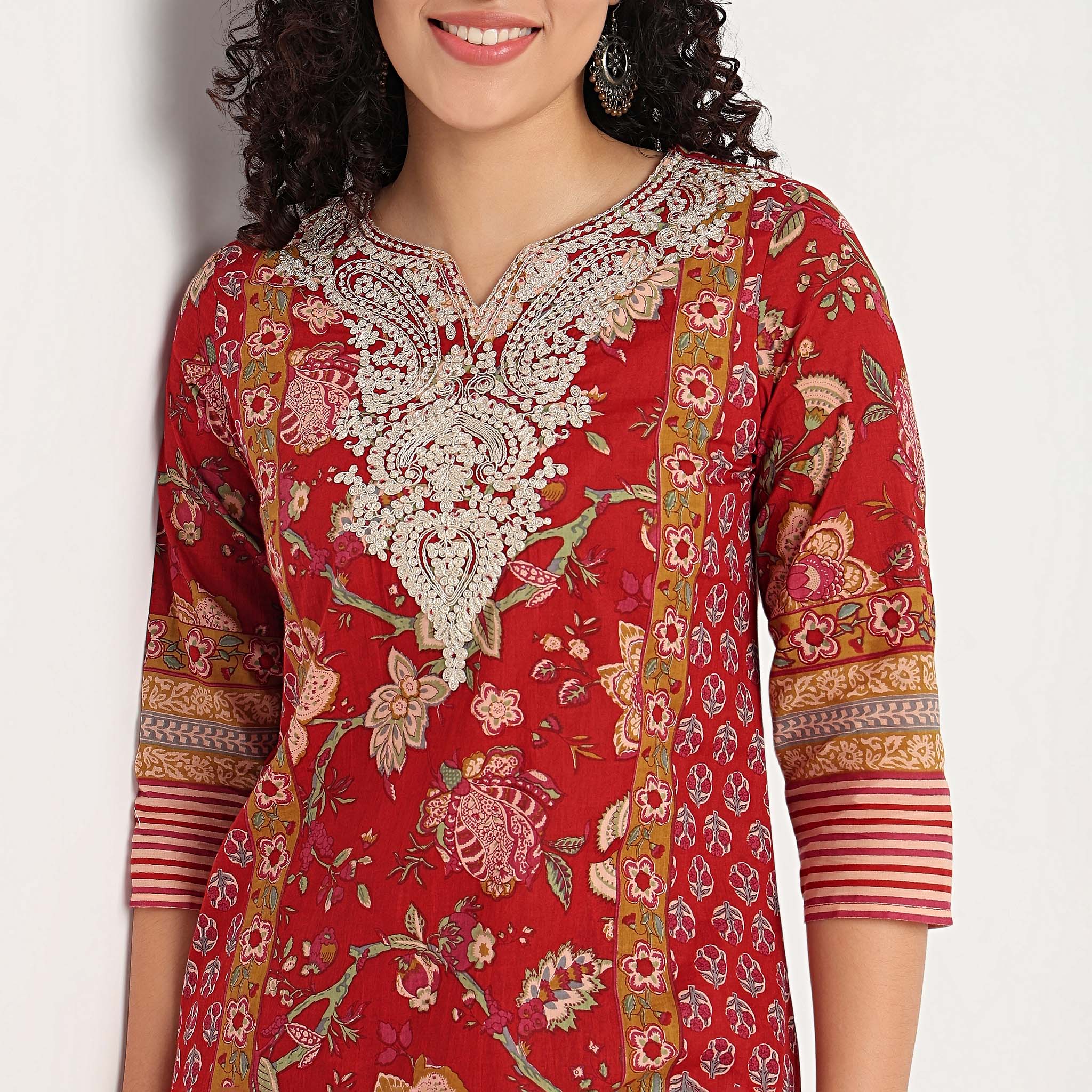 Printed Straight Kurta with Pant Set - Image 4