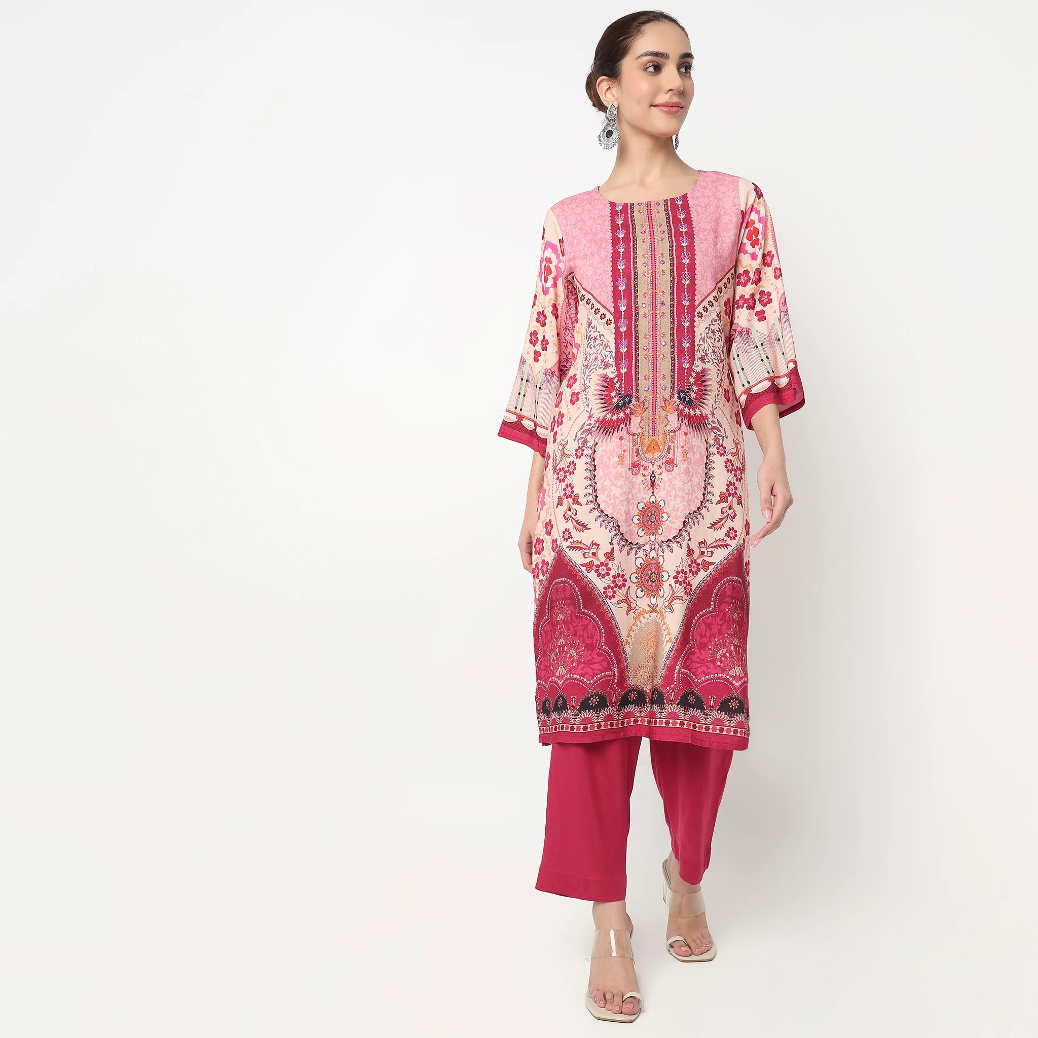 Printed Straight Kurta with Pant & with Dupatta Set - Image 2