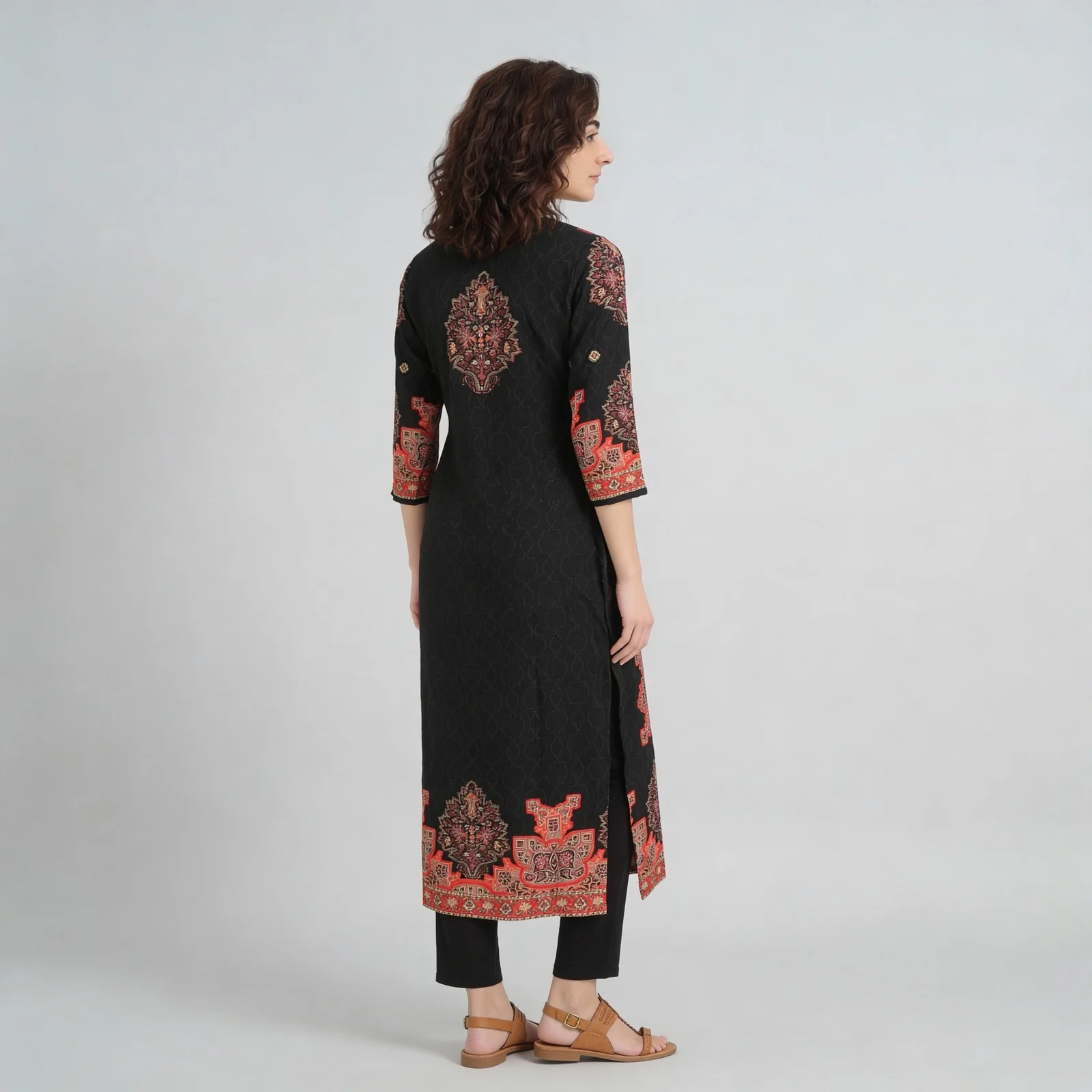 Printed Straight Kurta with Pant & with Dupatta Set - Image 3