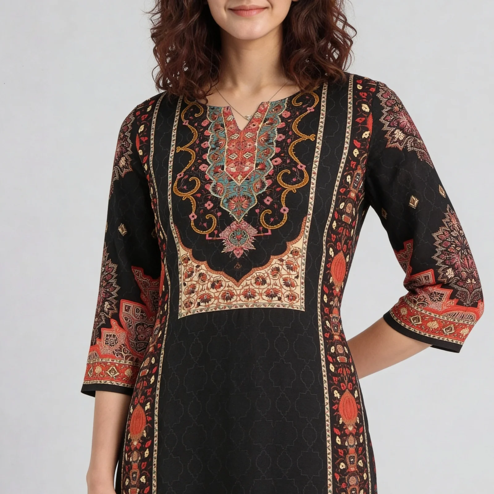 Printed Straight Kurta with Pant & with Dupatta Set - Image 4
