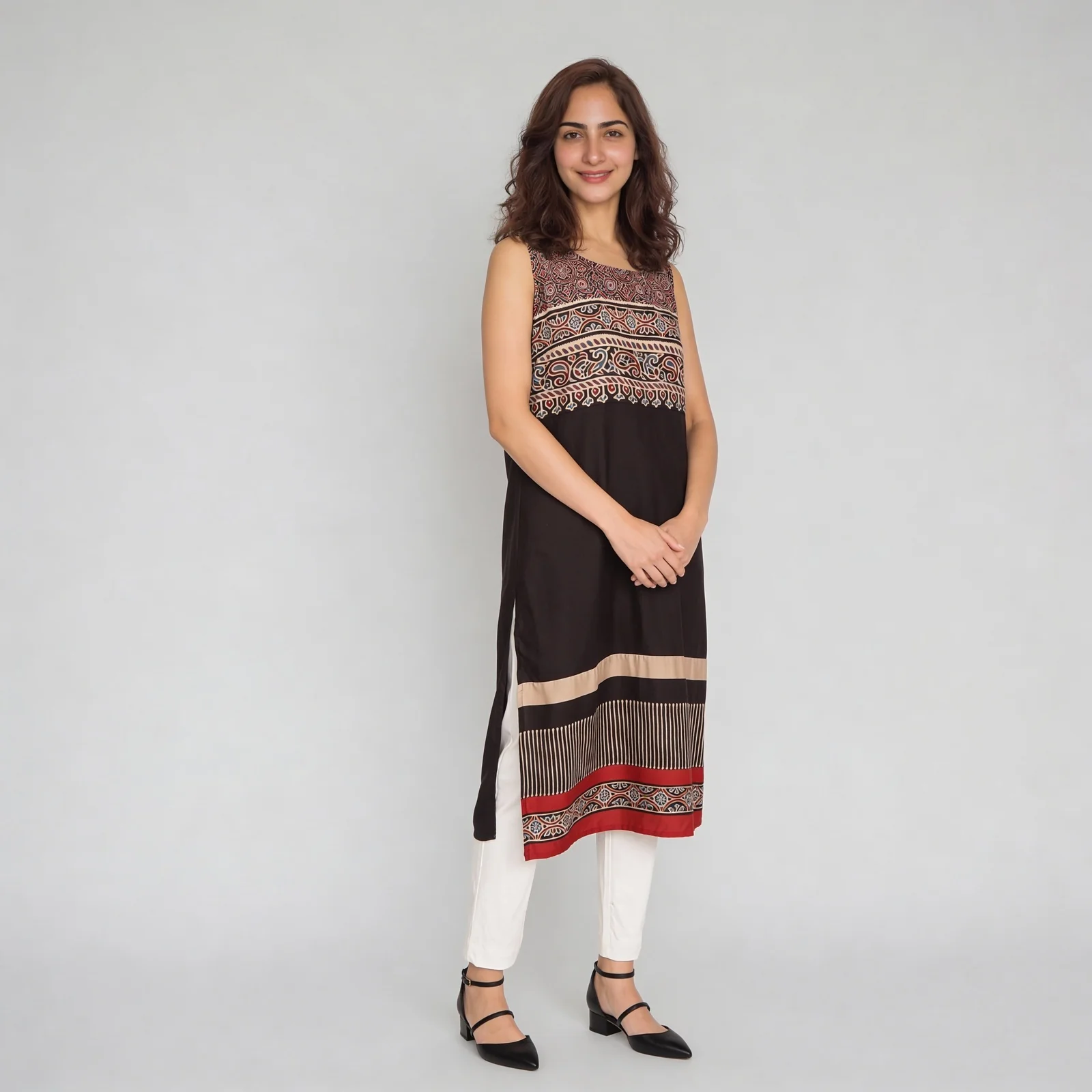 Printed Straight Long Kurta - Image 2