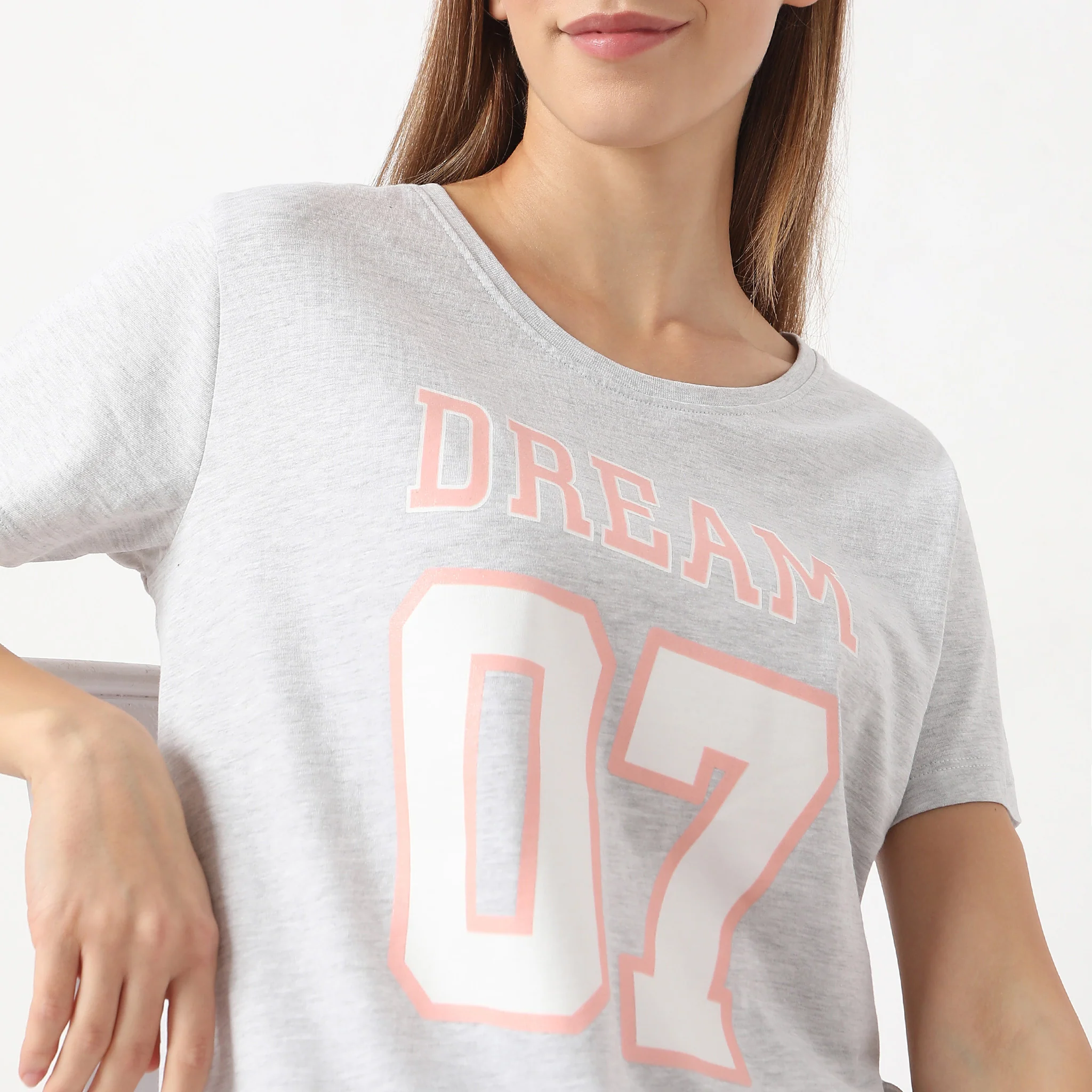 Printed Straight Short Sleeve Chest Printed Lounge T-Shirt - Image 4