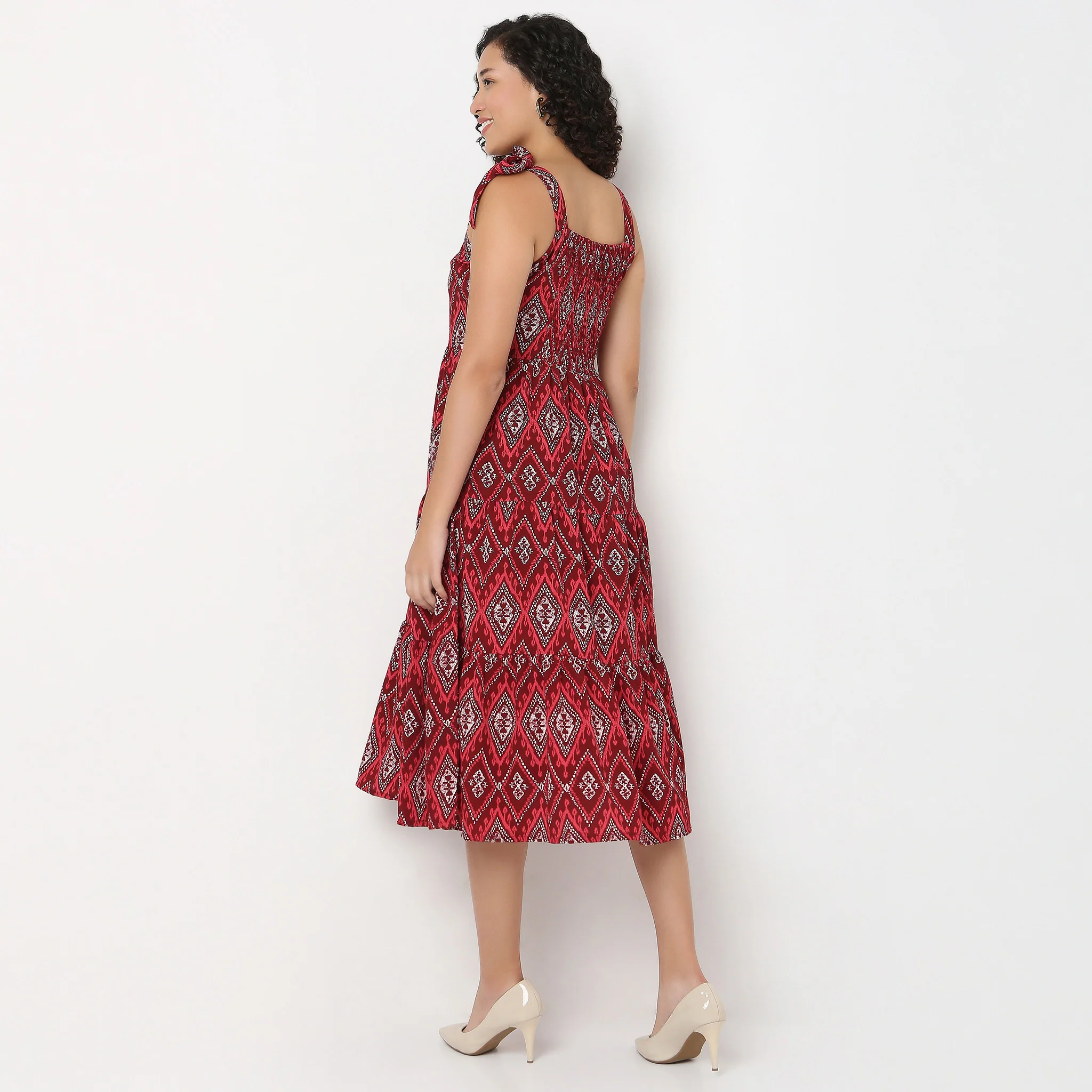 Printed Strap Tie-Up Dress - Image 3