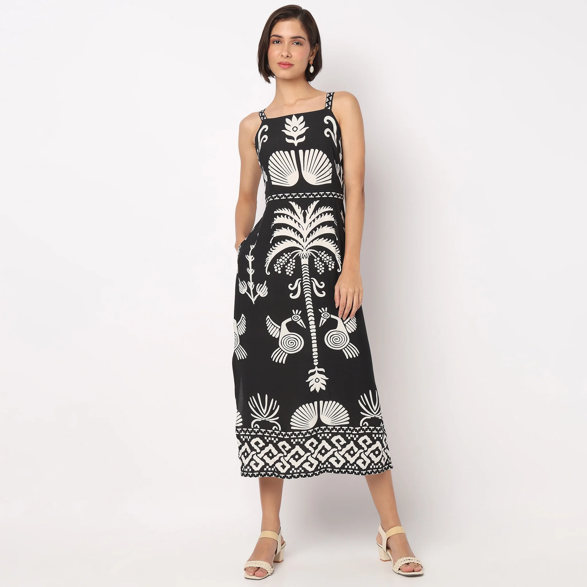 Printed Strappy Flare Dress - Image 2