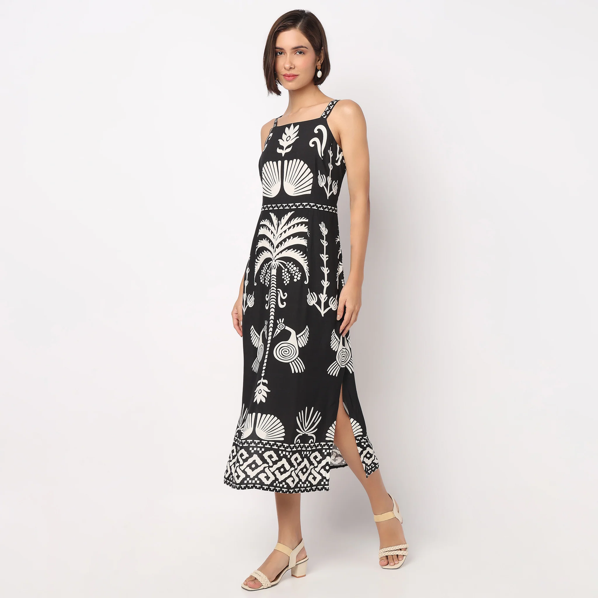 Printed Strappy Flare Dress - Image 5