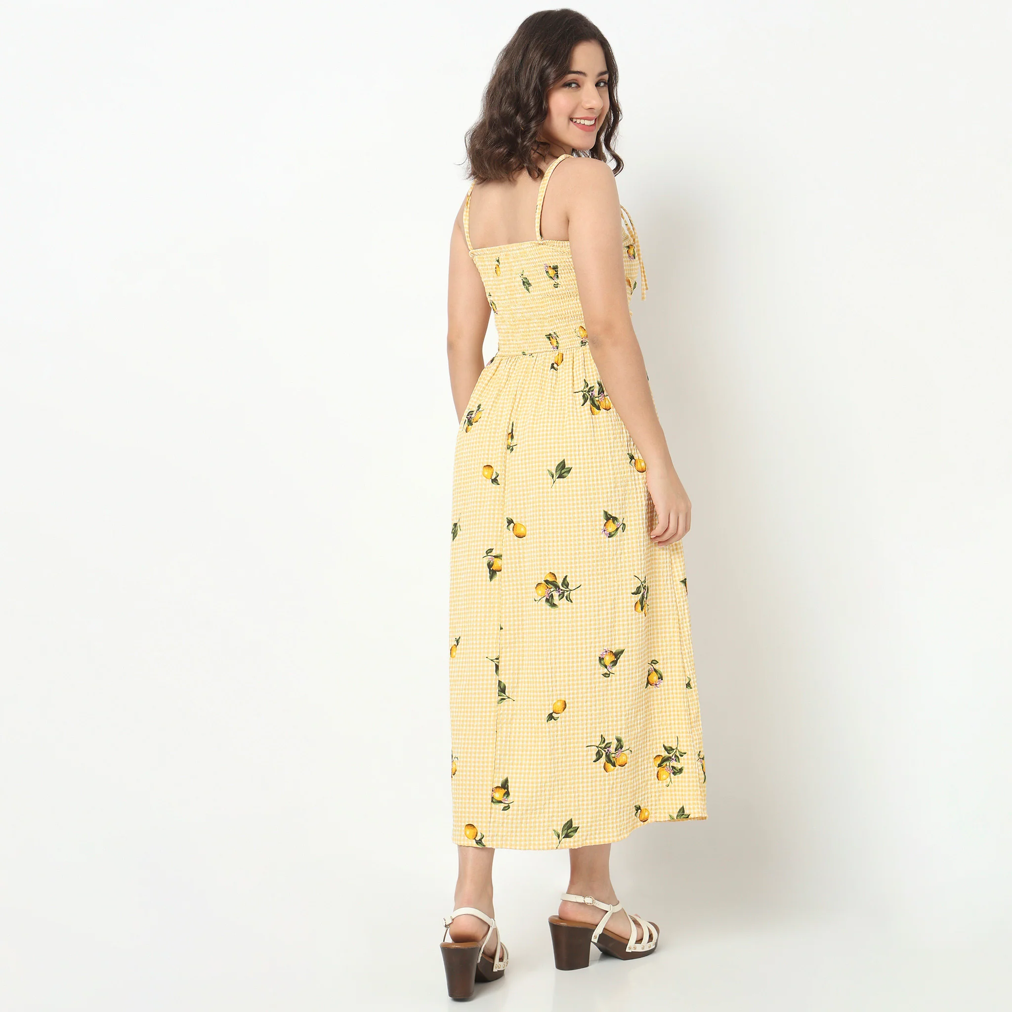 Printed Strappy Flared Dress - Image 3