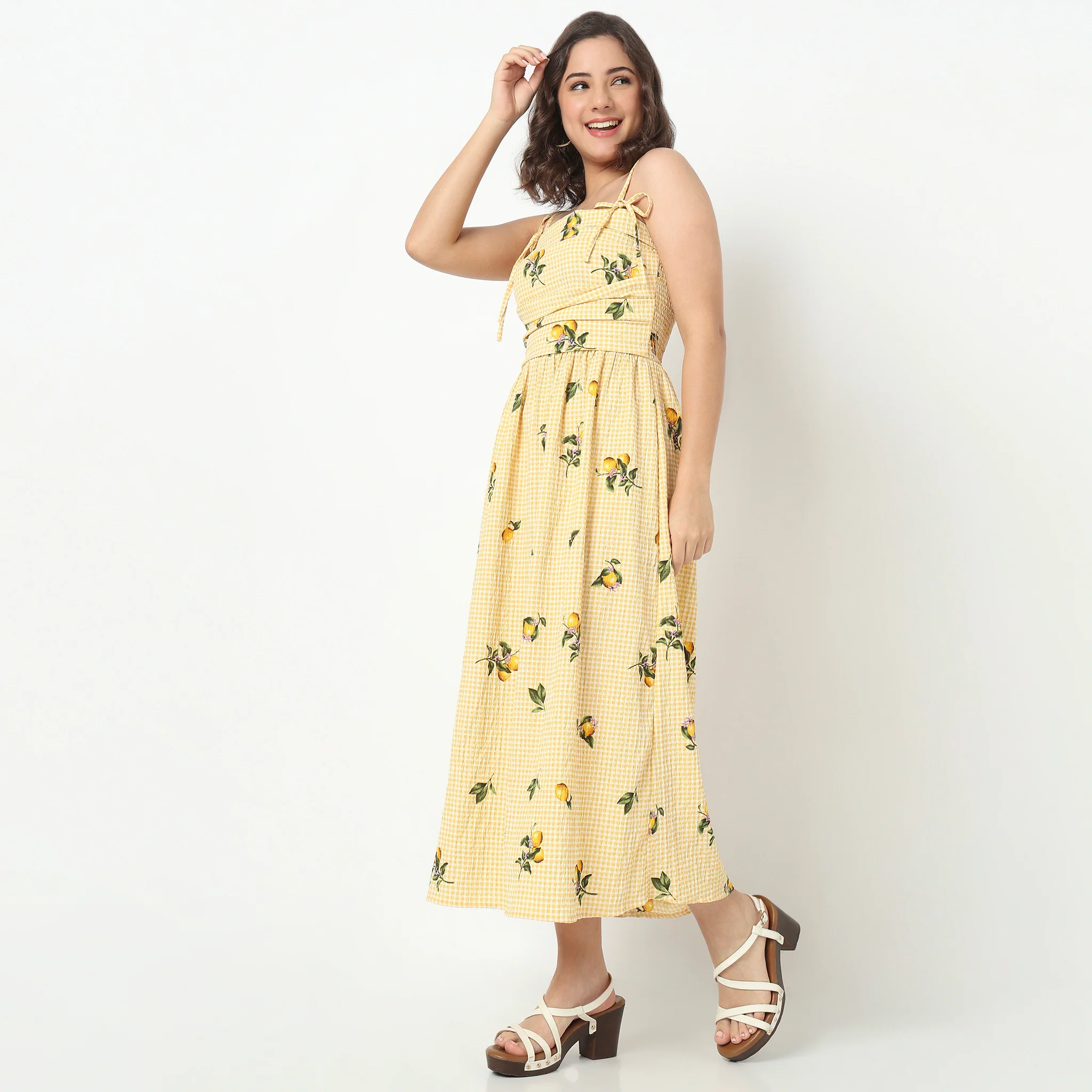 Printed Strappy Flared Dress - Image 5