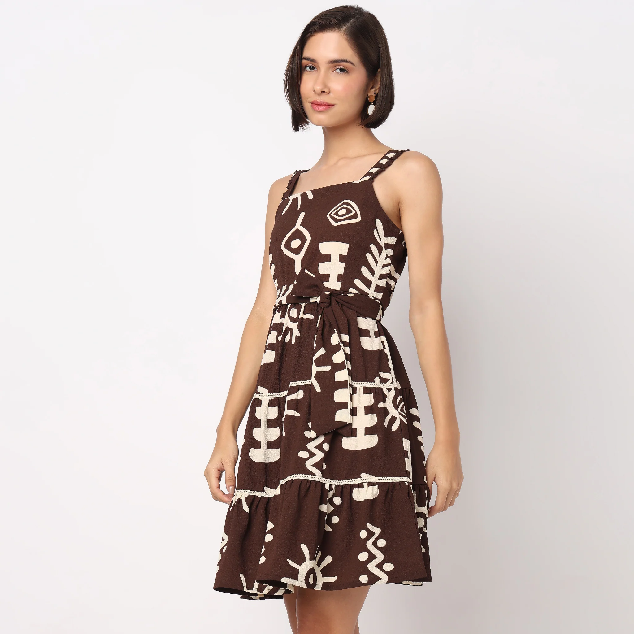 Printed Strappy Tiered Dress - Image 5