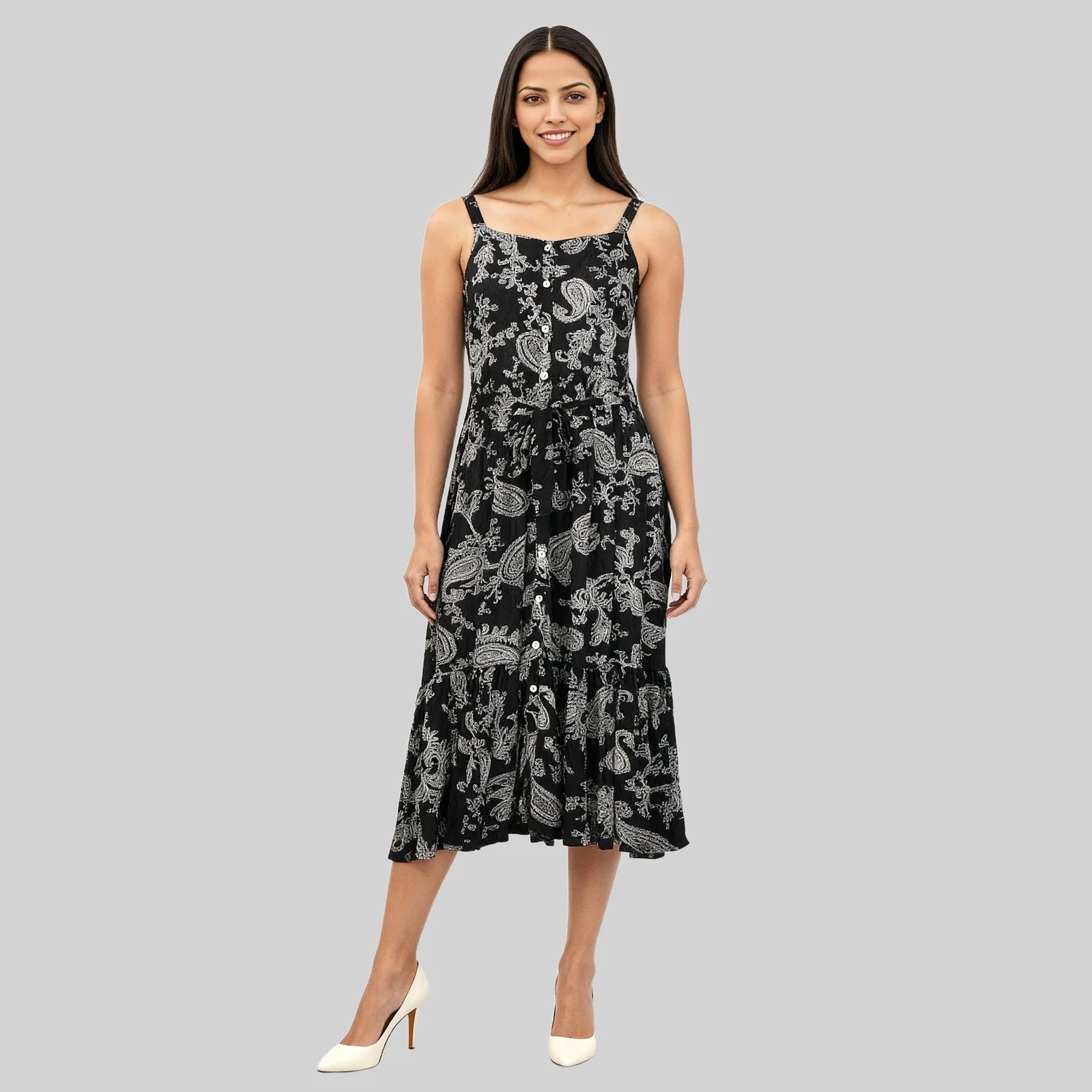 Printed Strappy Tiered Dress - Image 2