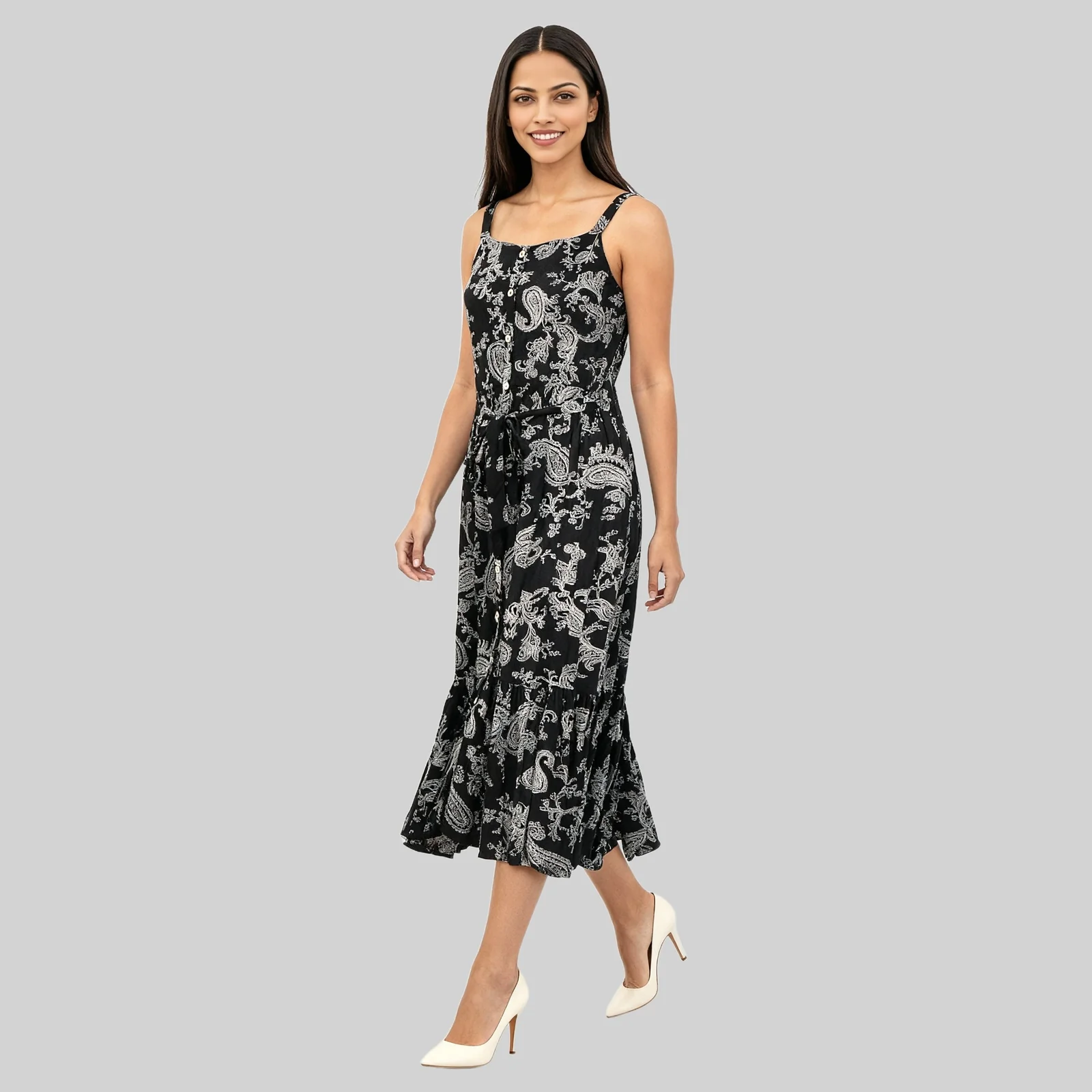 Printed Strappy Tiered Dress - Image 5