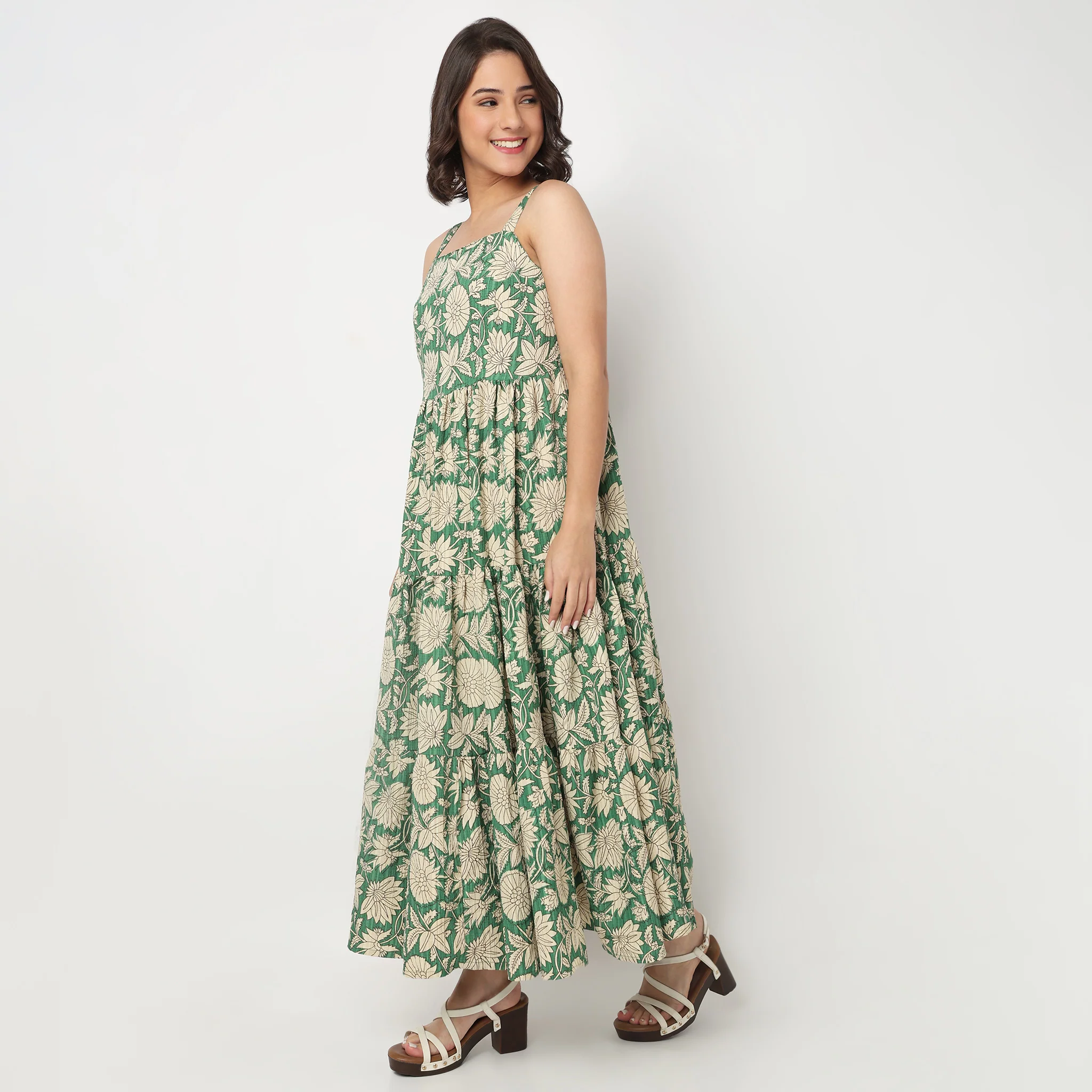 Printed Strappy Tiered Dress - Image 5