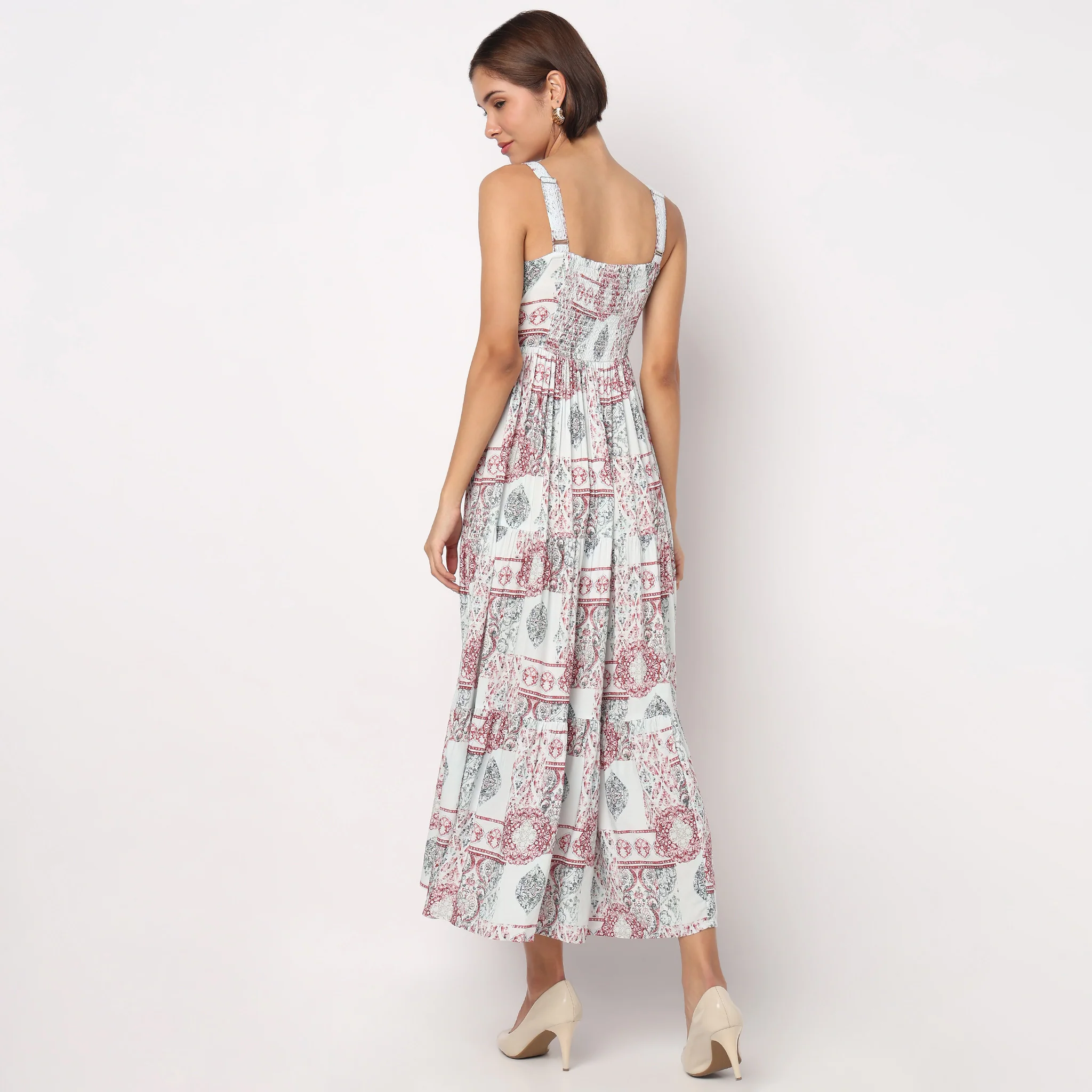 Printed Strappy Tiered Dress - Image 3