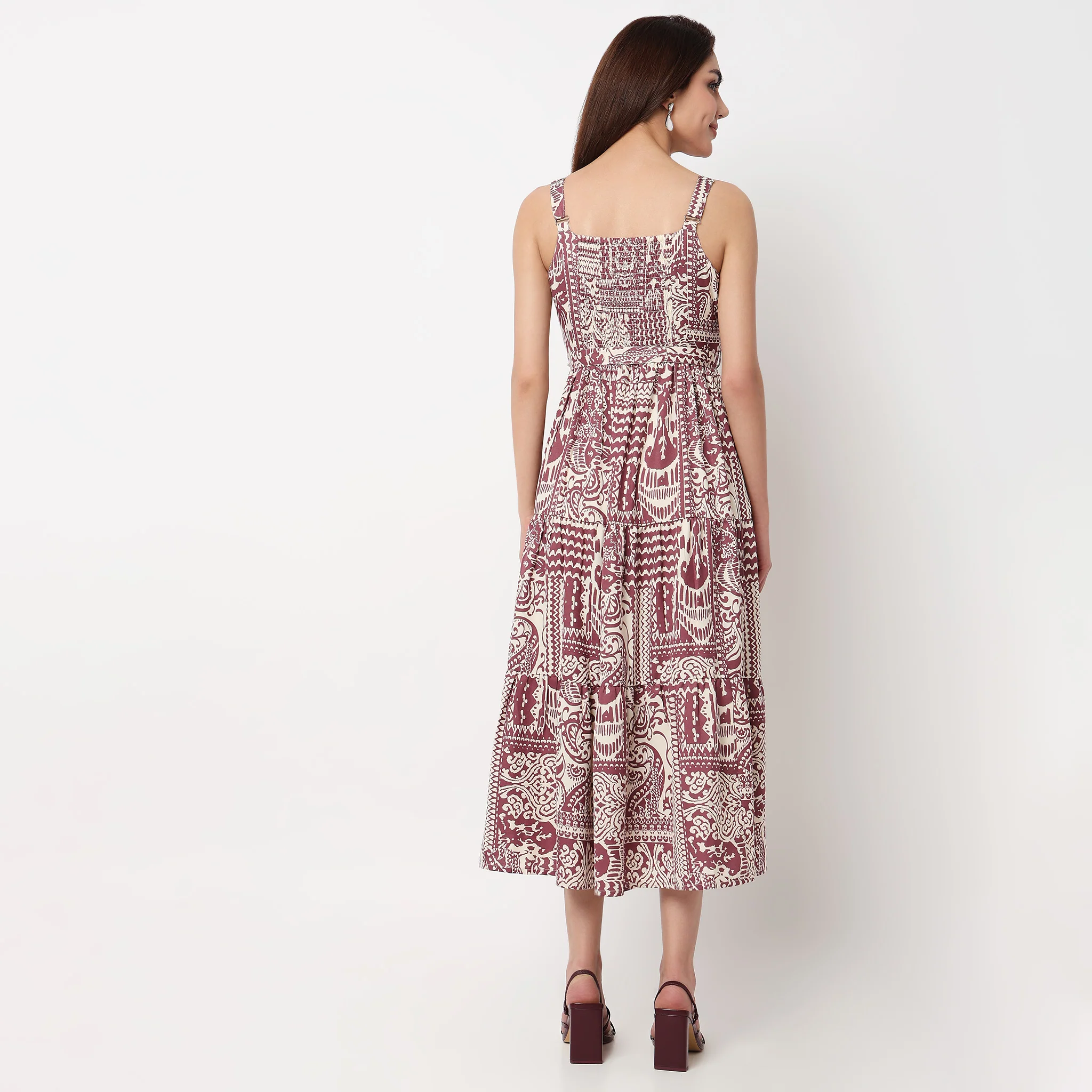 Printed Strappy Tiered Dress - Image 3