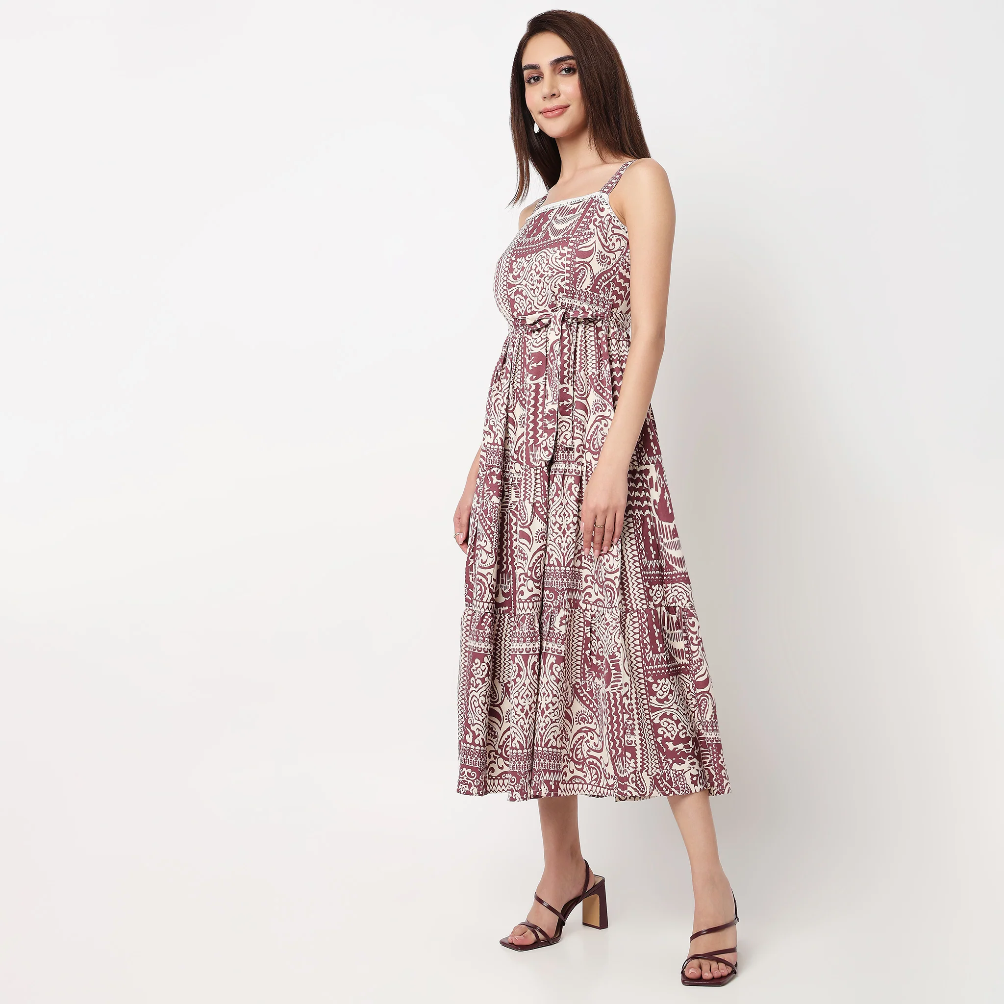 Printed Strappy Tiered Dress - Image 5