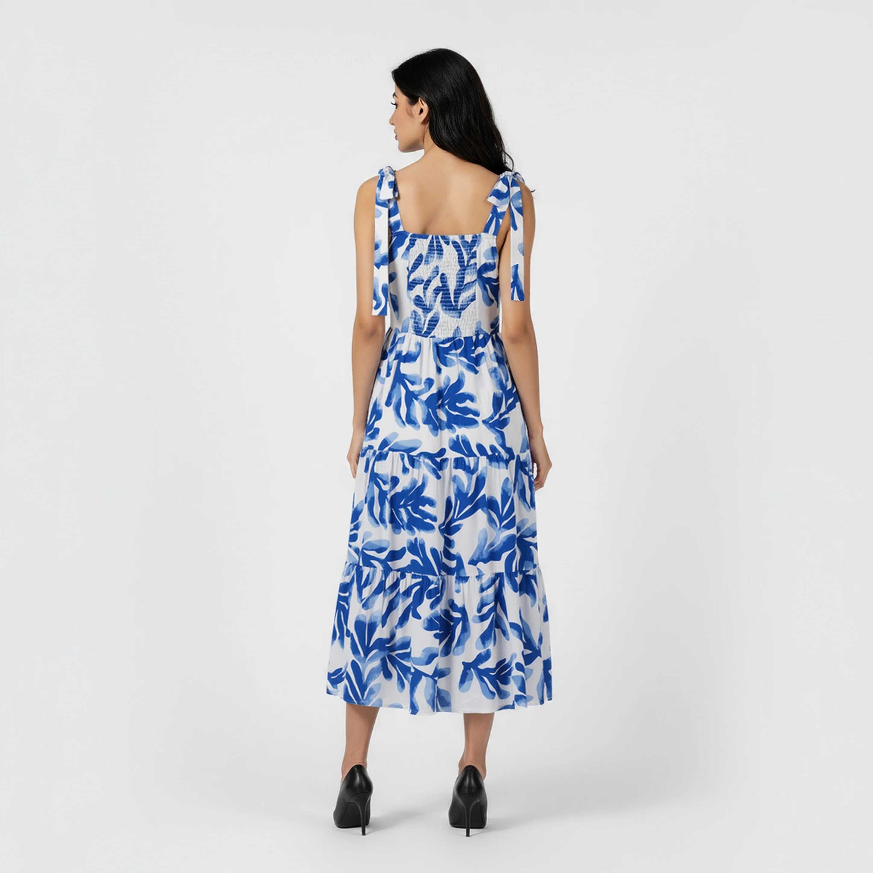 Printed Tie-Up Neck Dress - Image 3