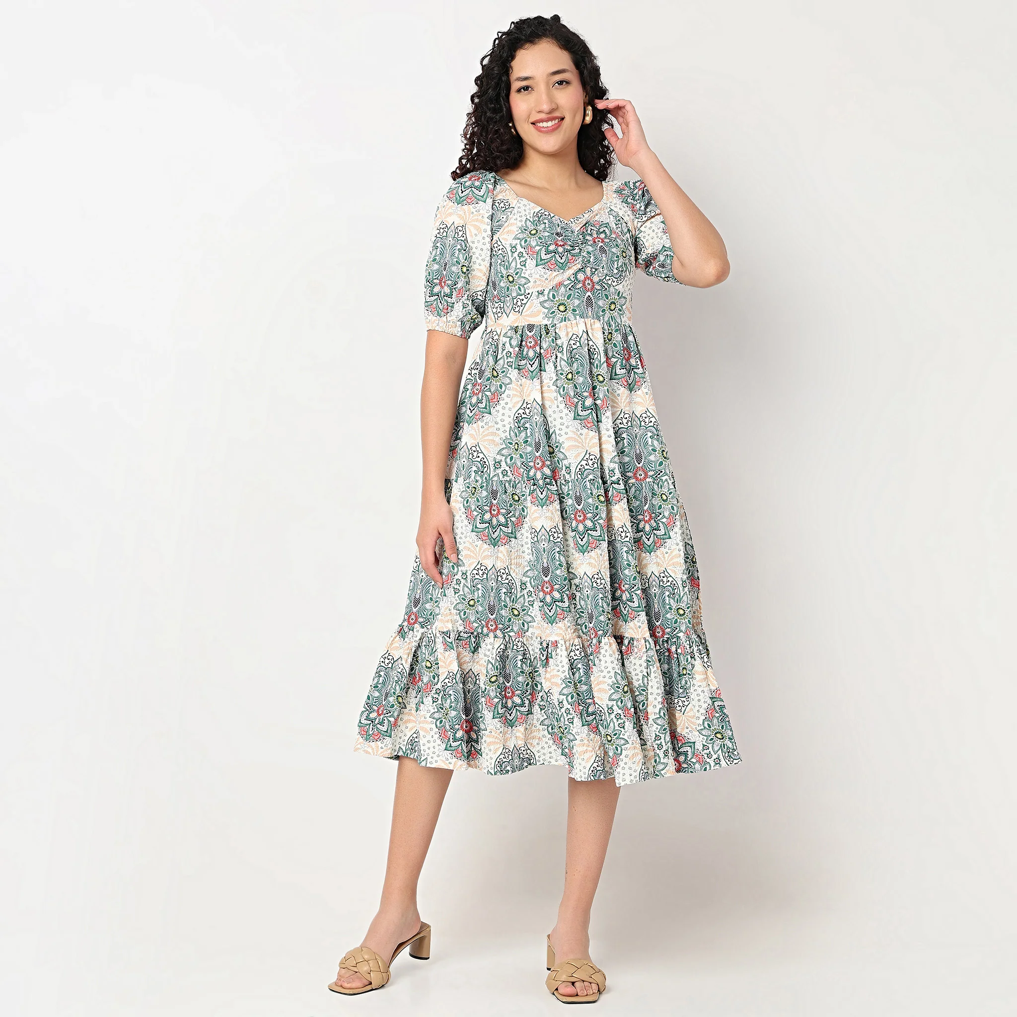 Printed Tiered Dress - Image 2