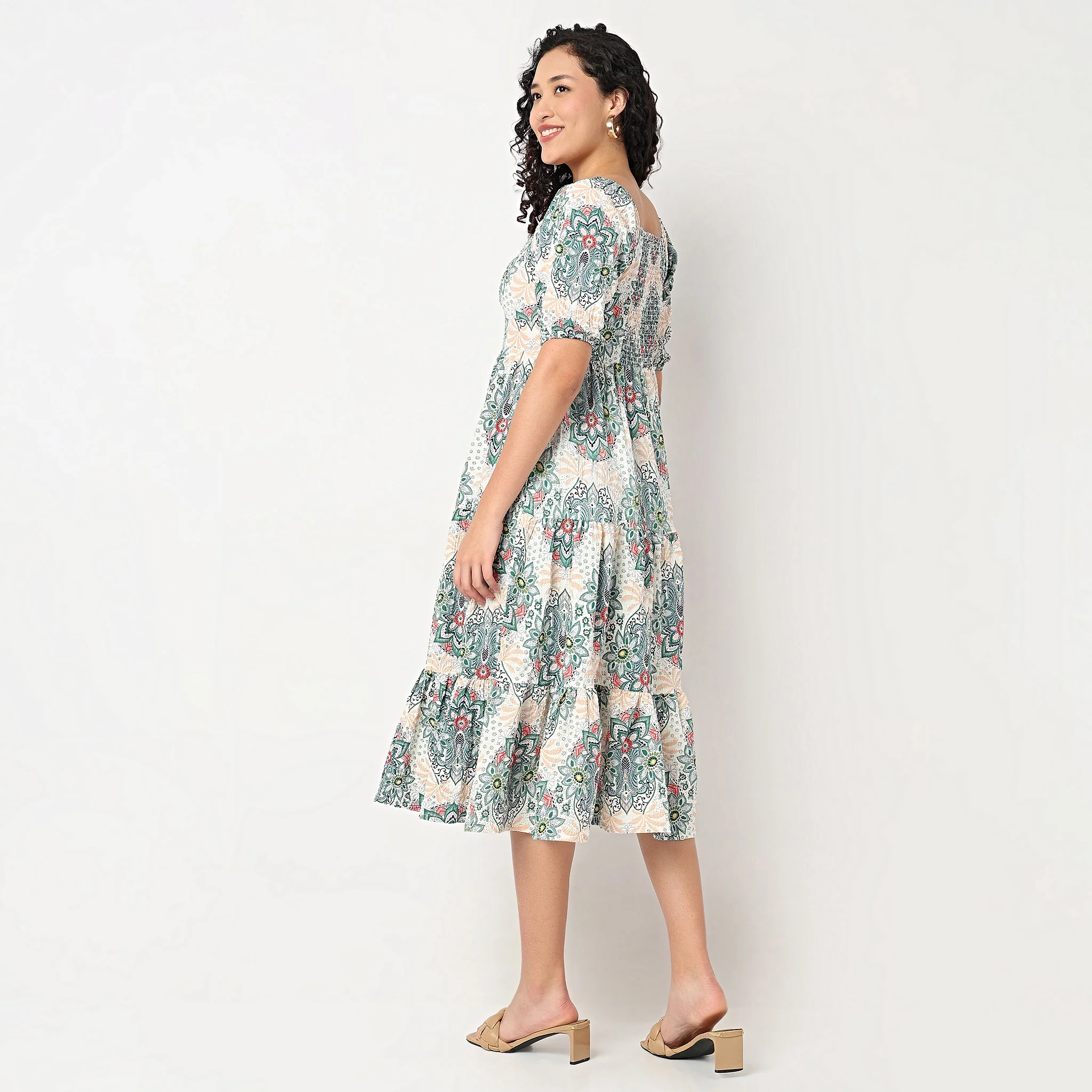 Printed Tiered Dress - Image 3