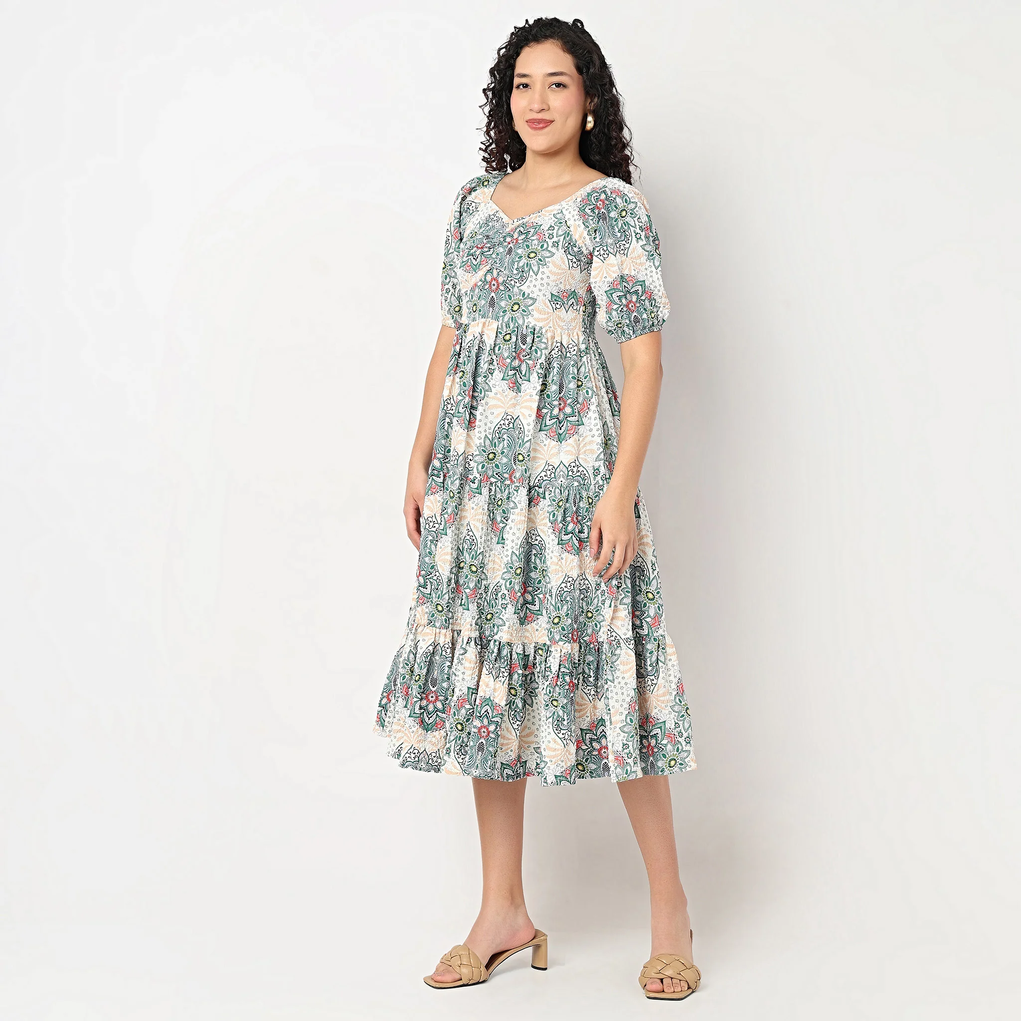 Printed Tiered Dress - Image 5