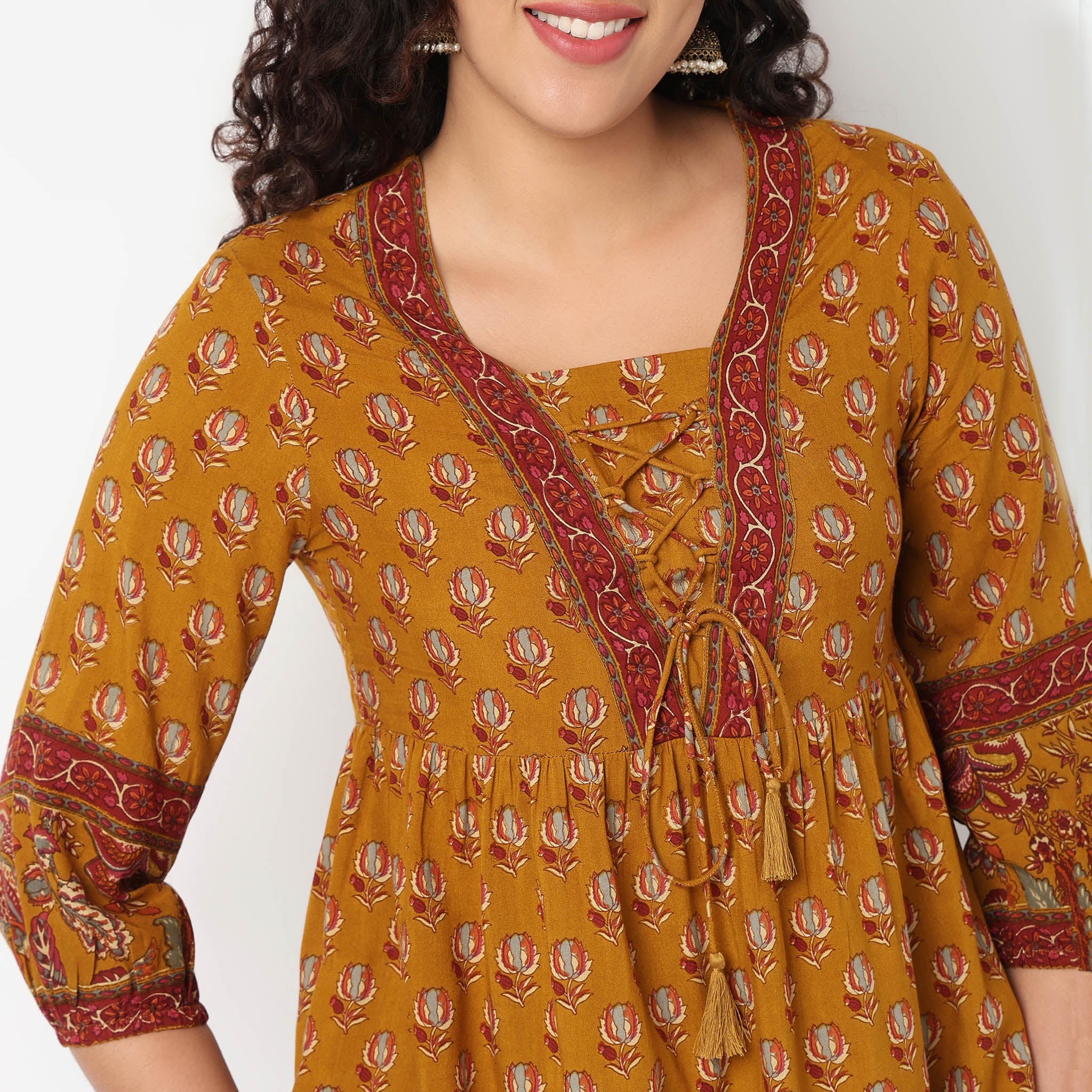 Printed V Neck A line Tunic - Image 4