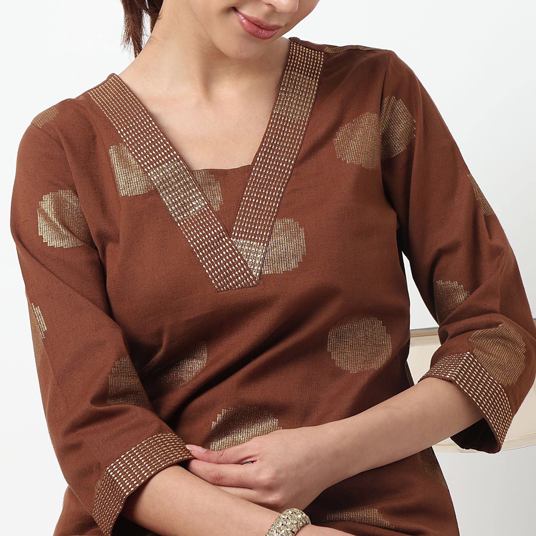V-Neck Printed Long Kurta - Image 19