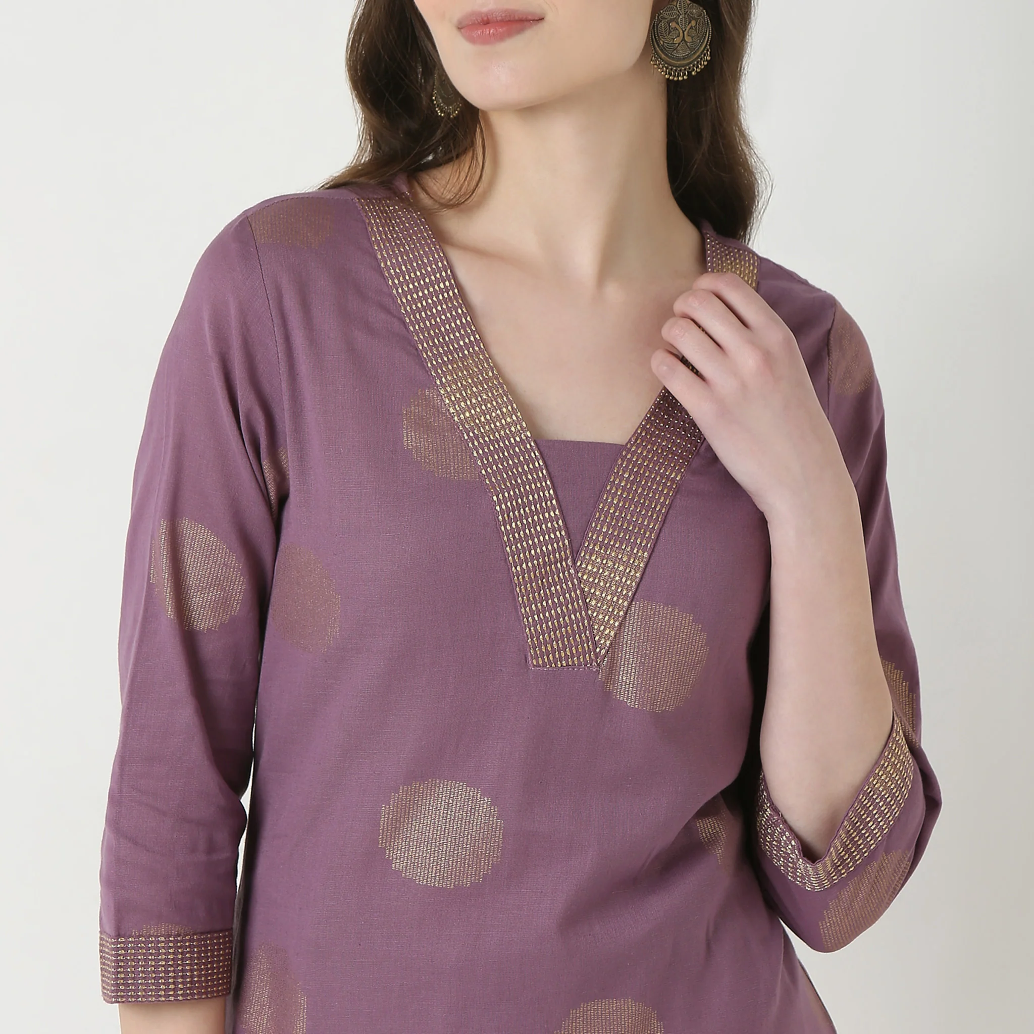 V-Neck Printed Long Kurta - Image 9