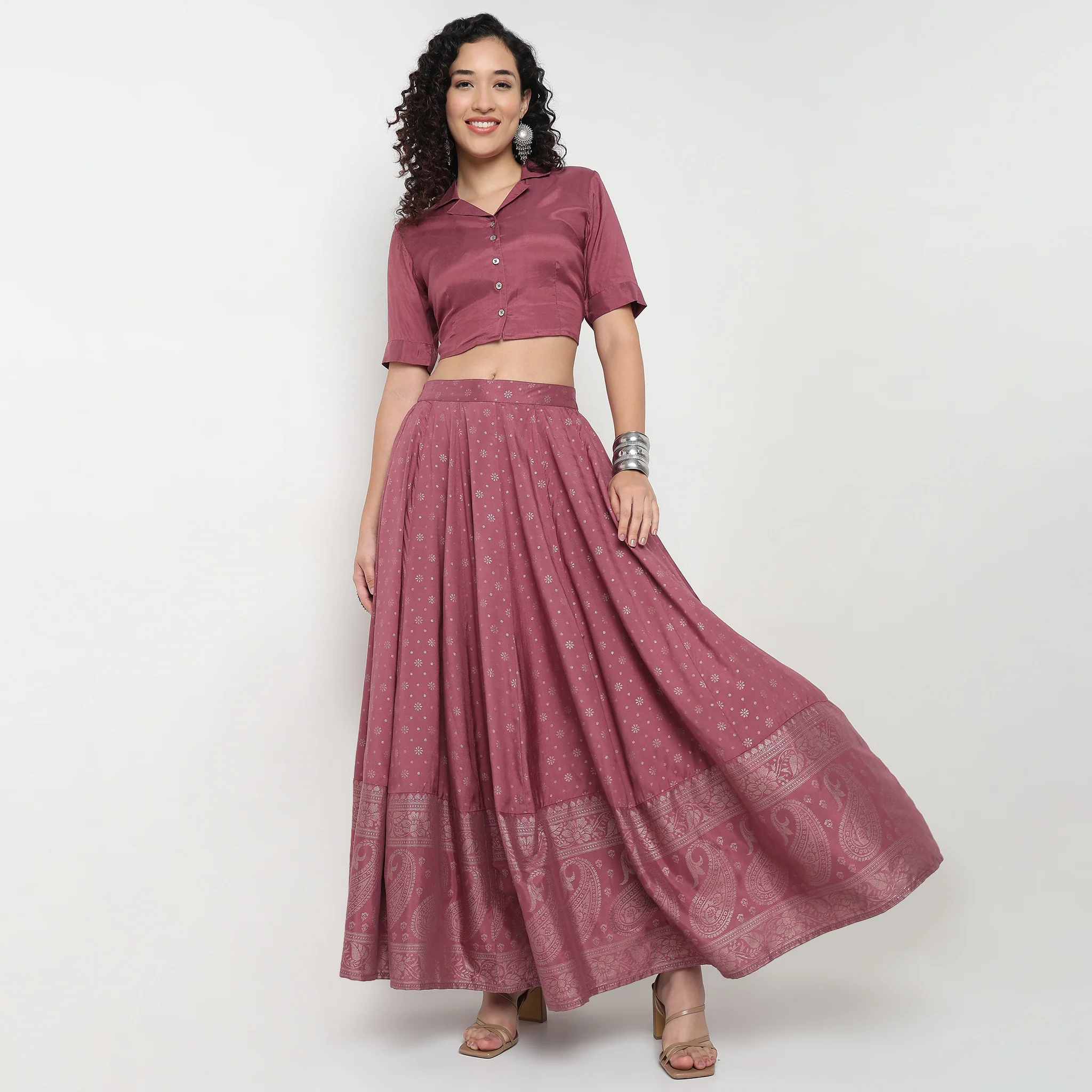 Printed Flared Skirt