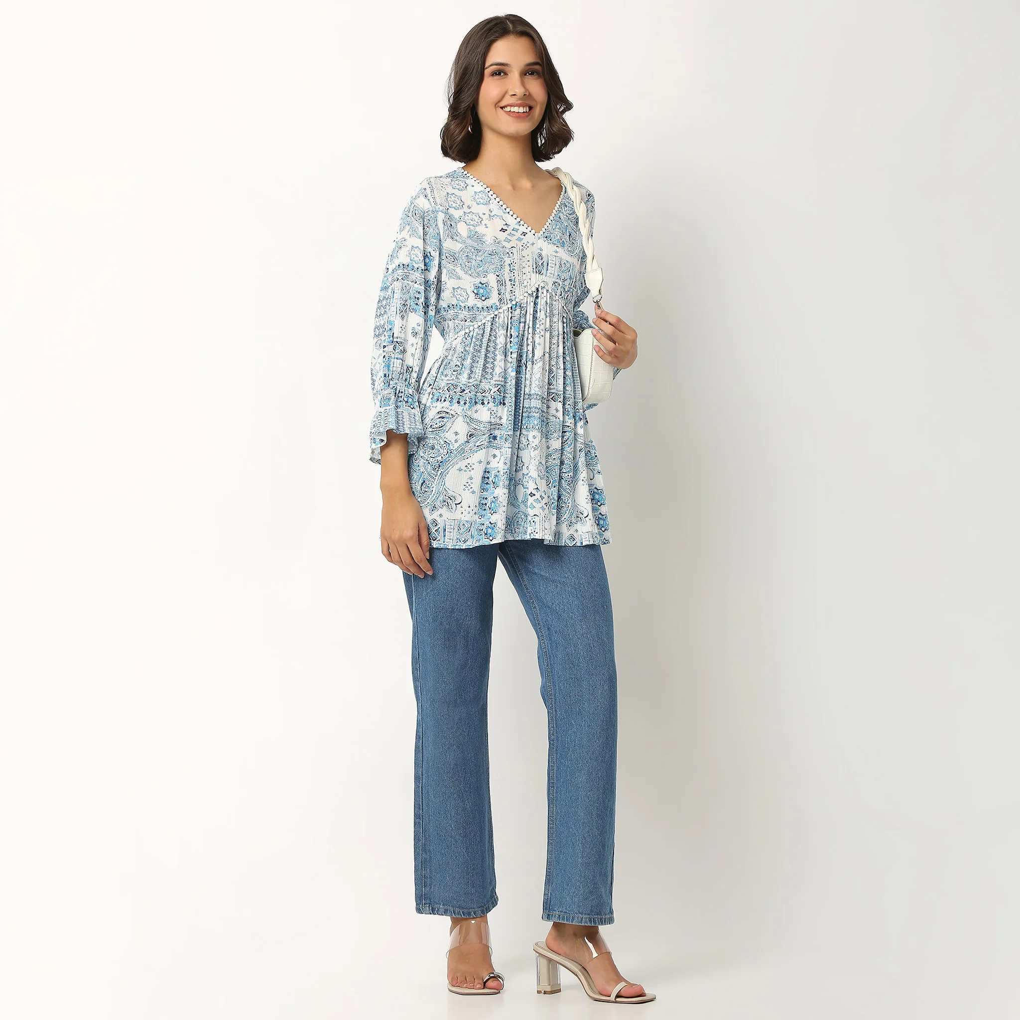 V-Neck Printed Tunic