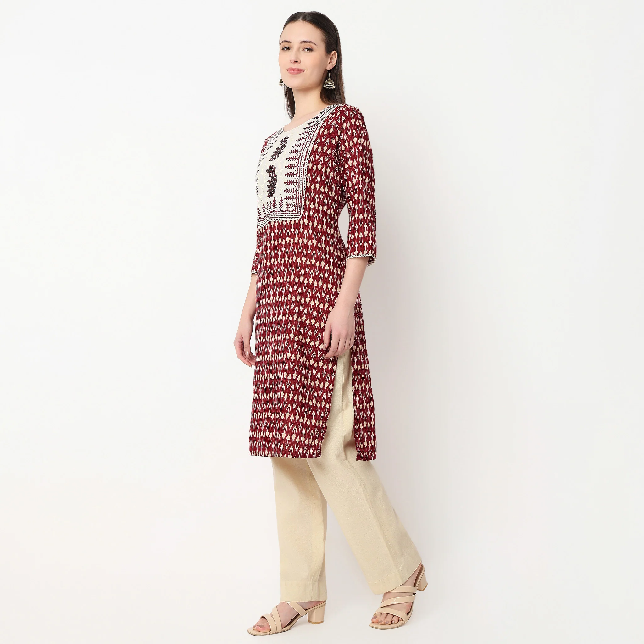Printed Yoke Long Kurta - Image 5